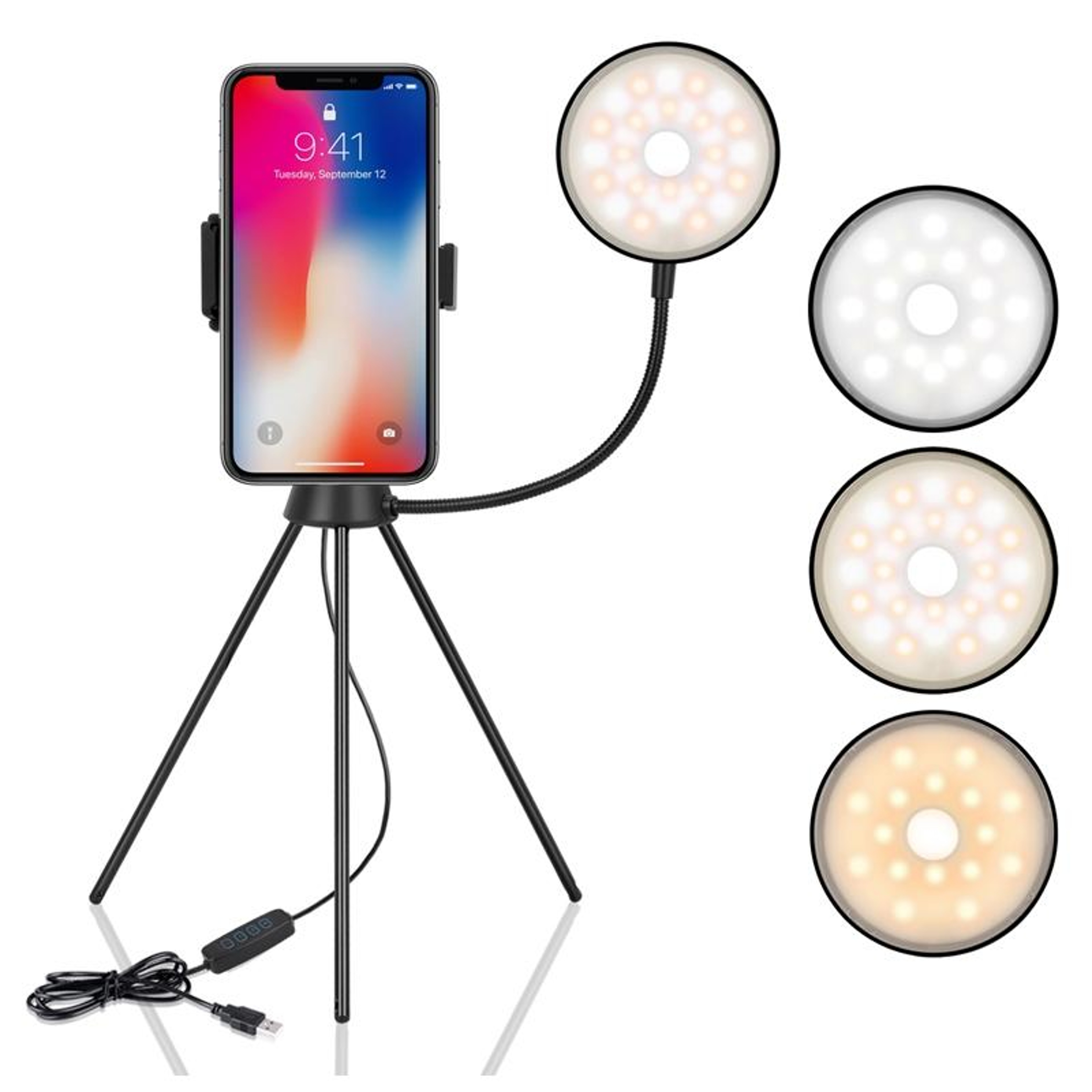LED Ring Light Selfie Ring Light with Phone Tripod Stand Adjustable Dimmable Makeup Light – view 1