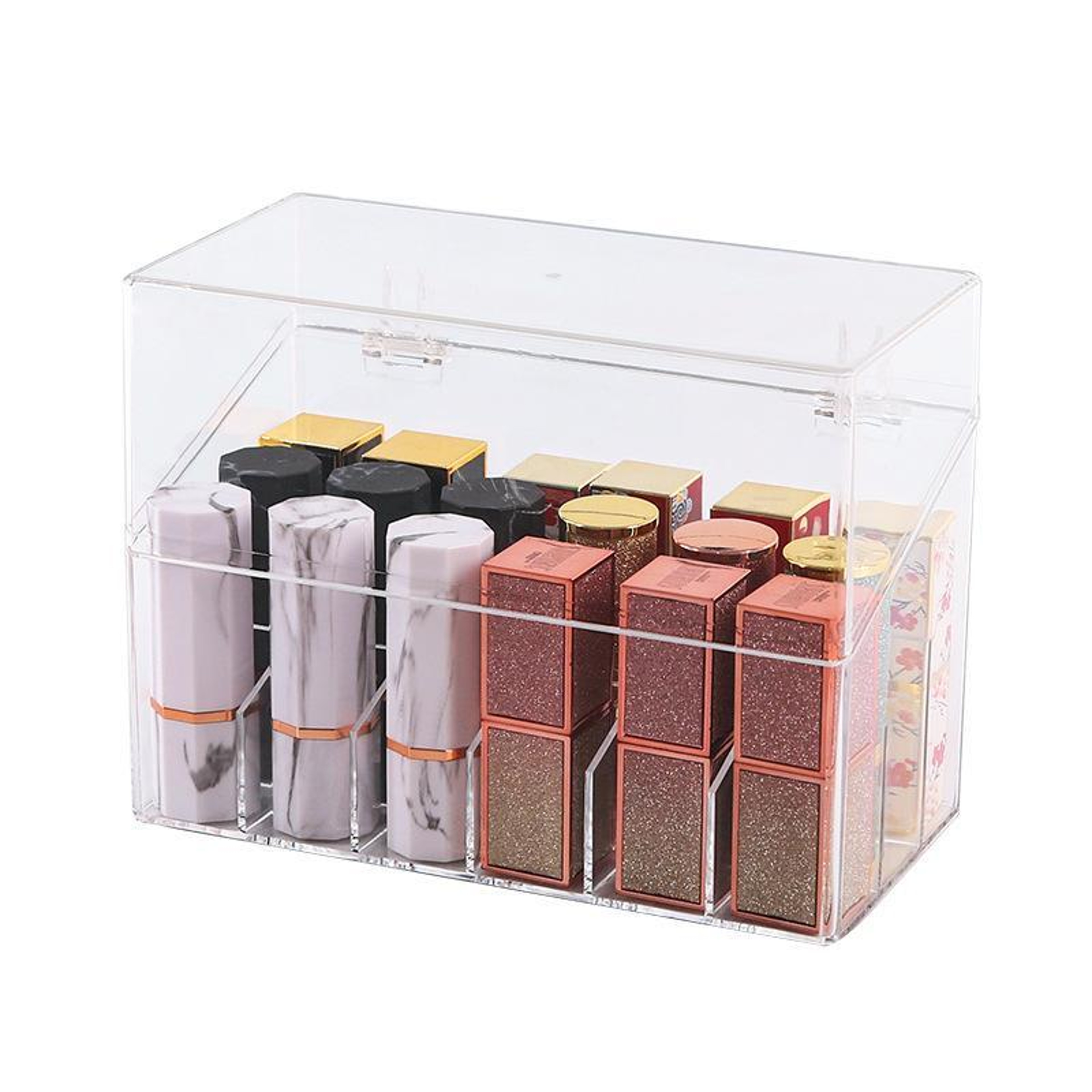 18 Grid Lipstick Organizer Transparent Makeup Organizer with Flip Lid Cosmetic Storage Box – view 1