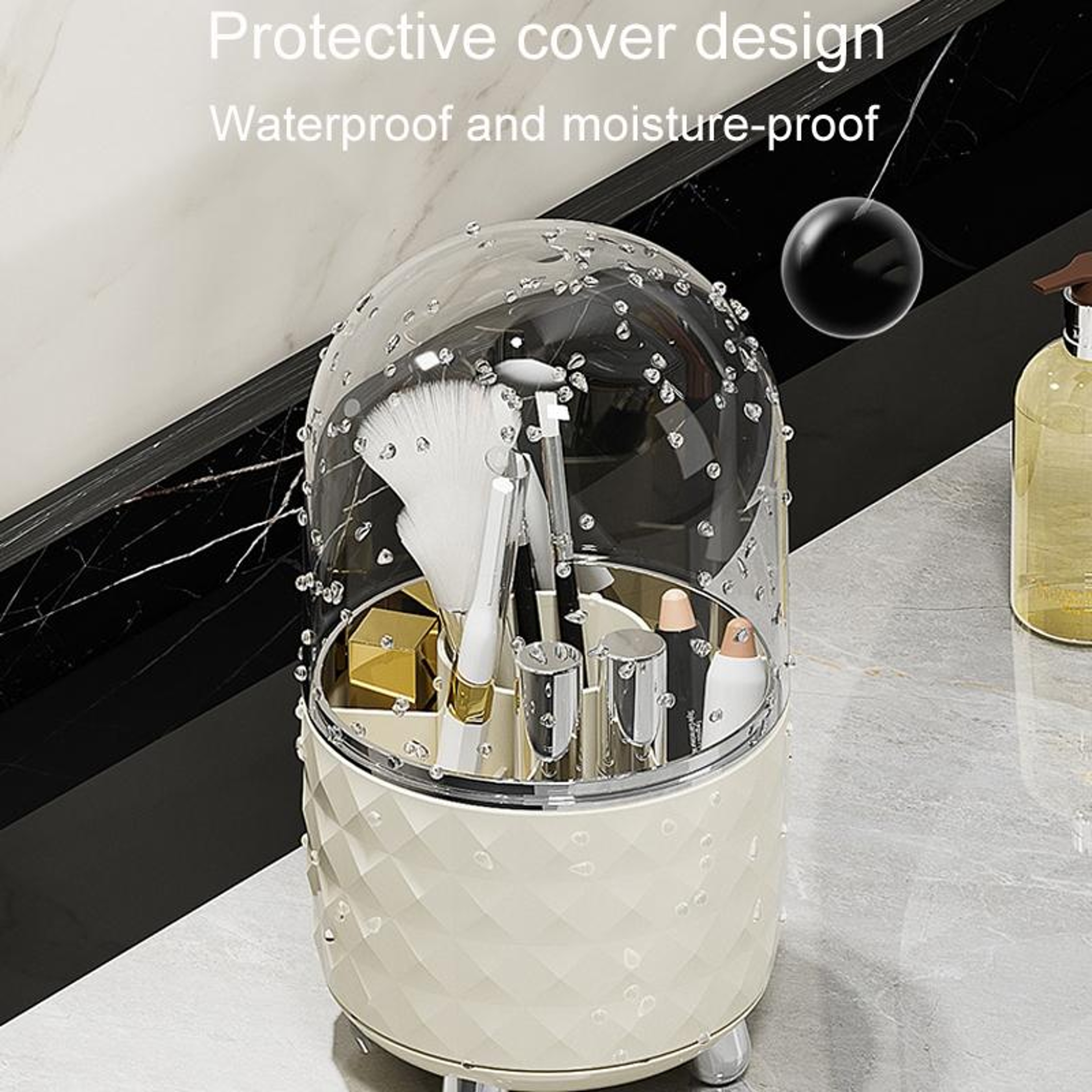 Large Capacity Makeup Organizer Rotating Dustproof Vanity Storage Box For Cosmetics And Skincare 4