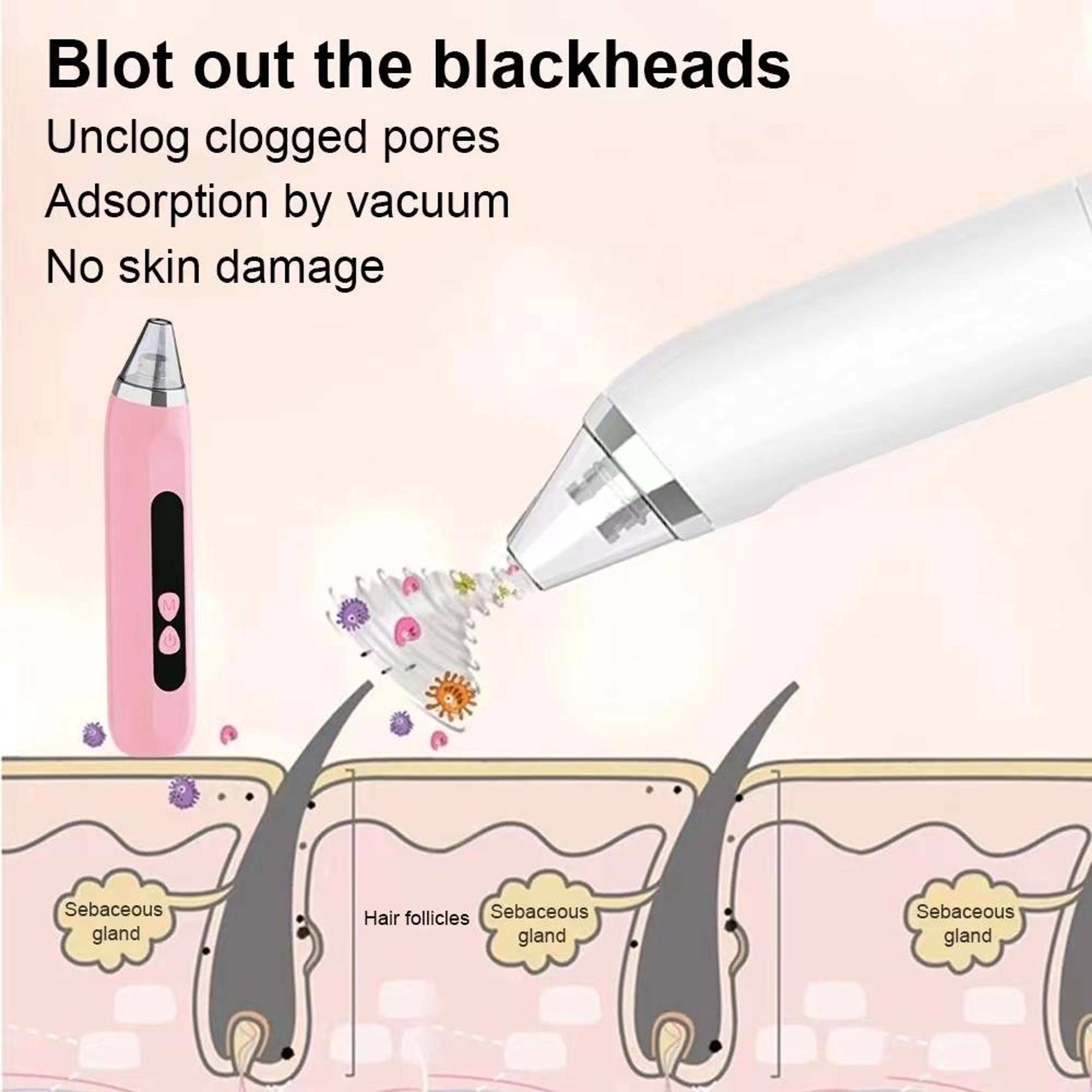 Blackhead Remover Vacuum Deep Pore Cleaner With 3 Suction Levels And 3 Facial Cleaning Heads 2