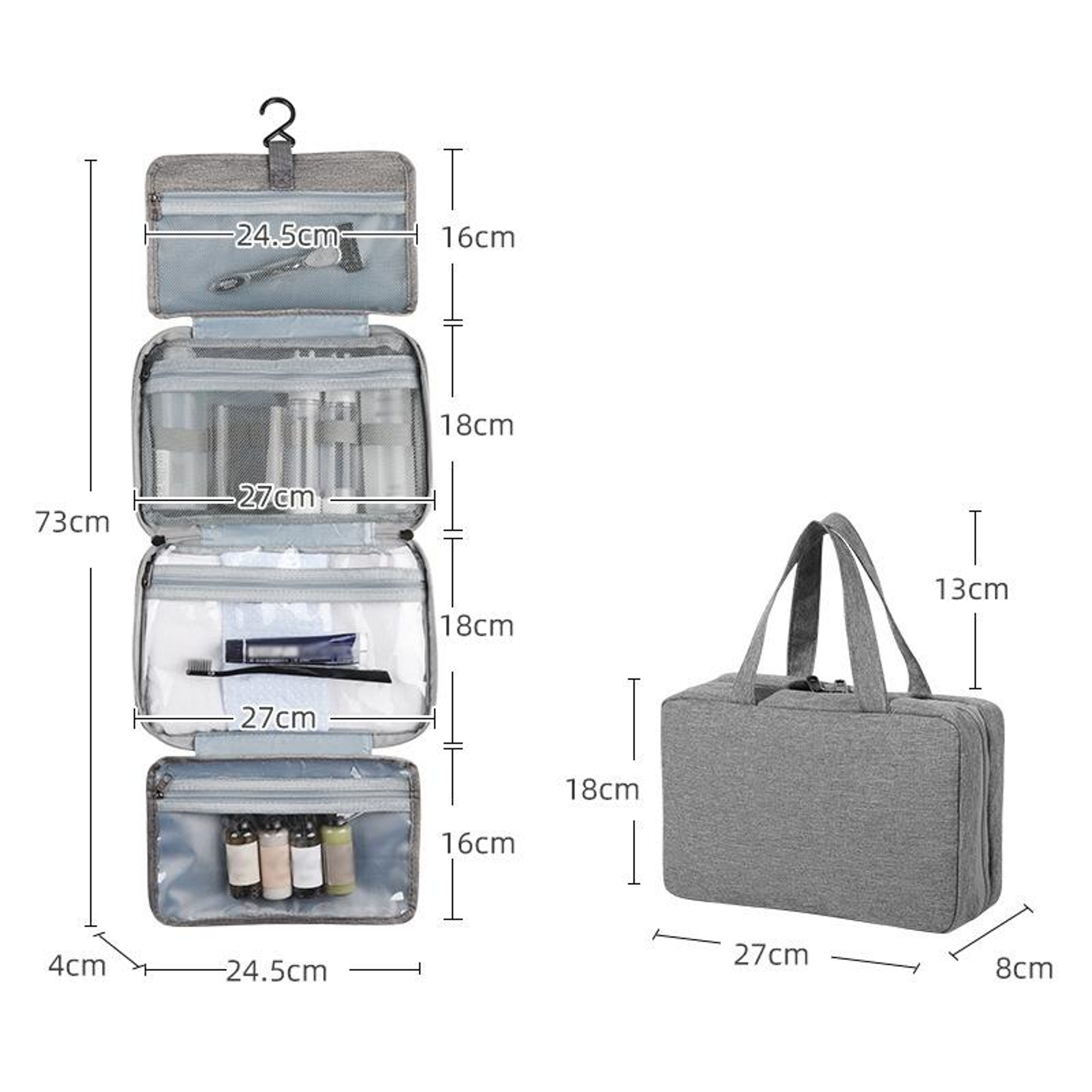 Foldable Waterproof Toiletry Bag With Hook  Transparent Organizer For Travel Makeup Storage 6