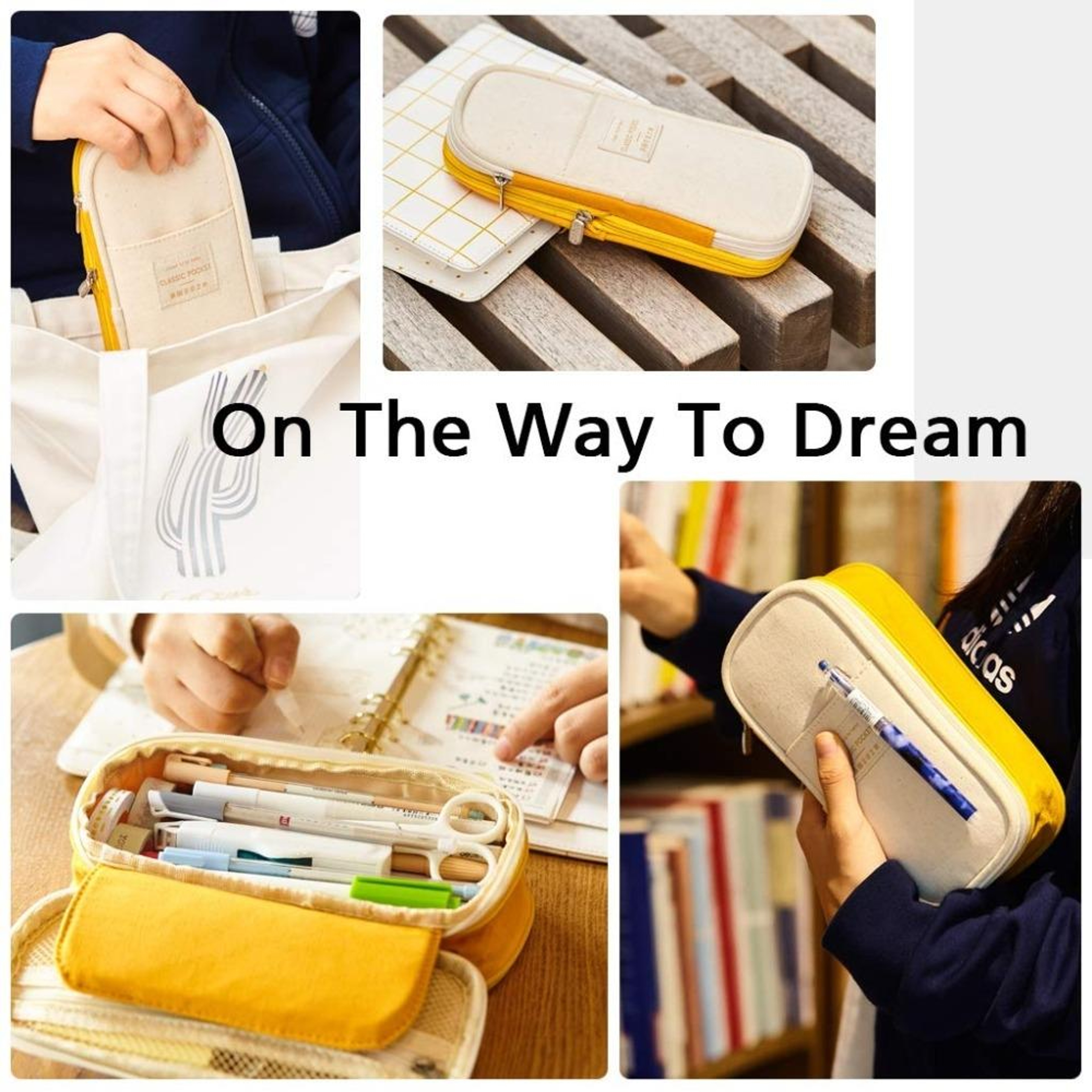 Large Capacity Pencil Case Expandable Canvas Mesh Pencil Pouch For Students 4