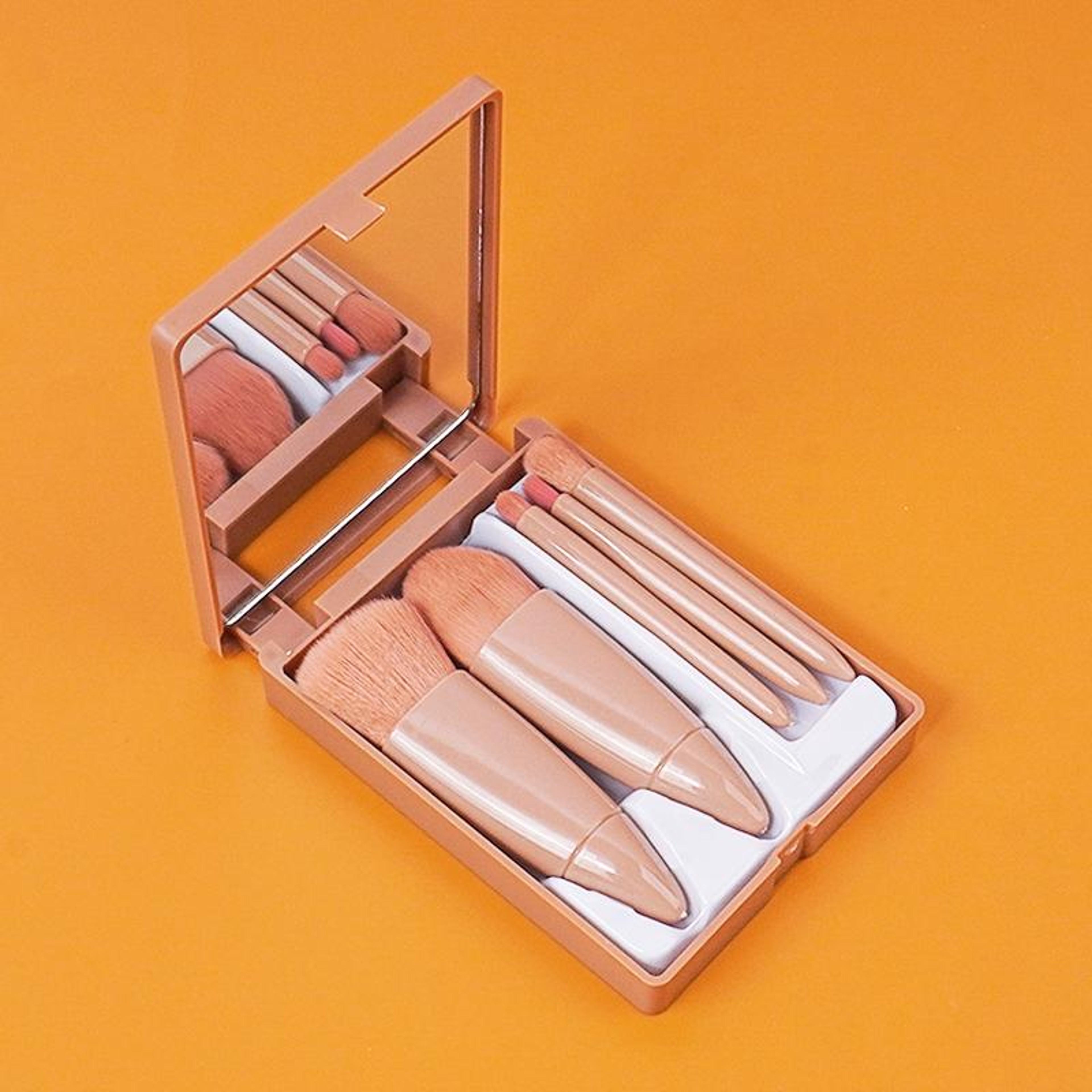 Portable Makeup Brush Set With Mirror 5 Piece Travel Makeup Brushes Beauty Kit 7