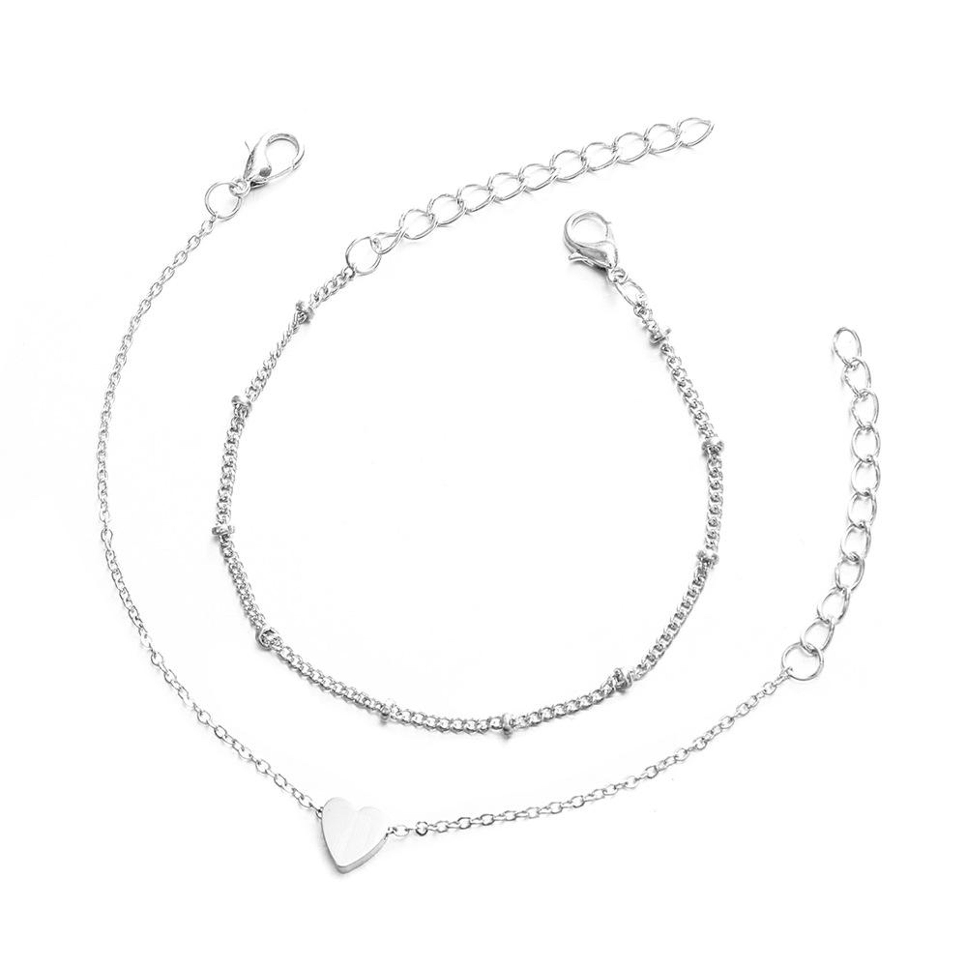 Minimalist Love Link Chain Bracelets Set For Women 2PCS Layered Bracelets Gift Jewelry 1
