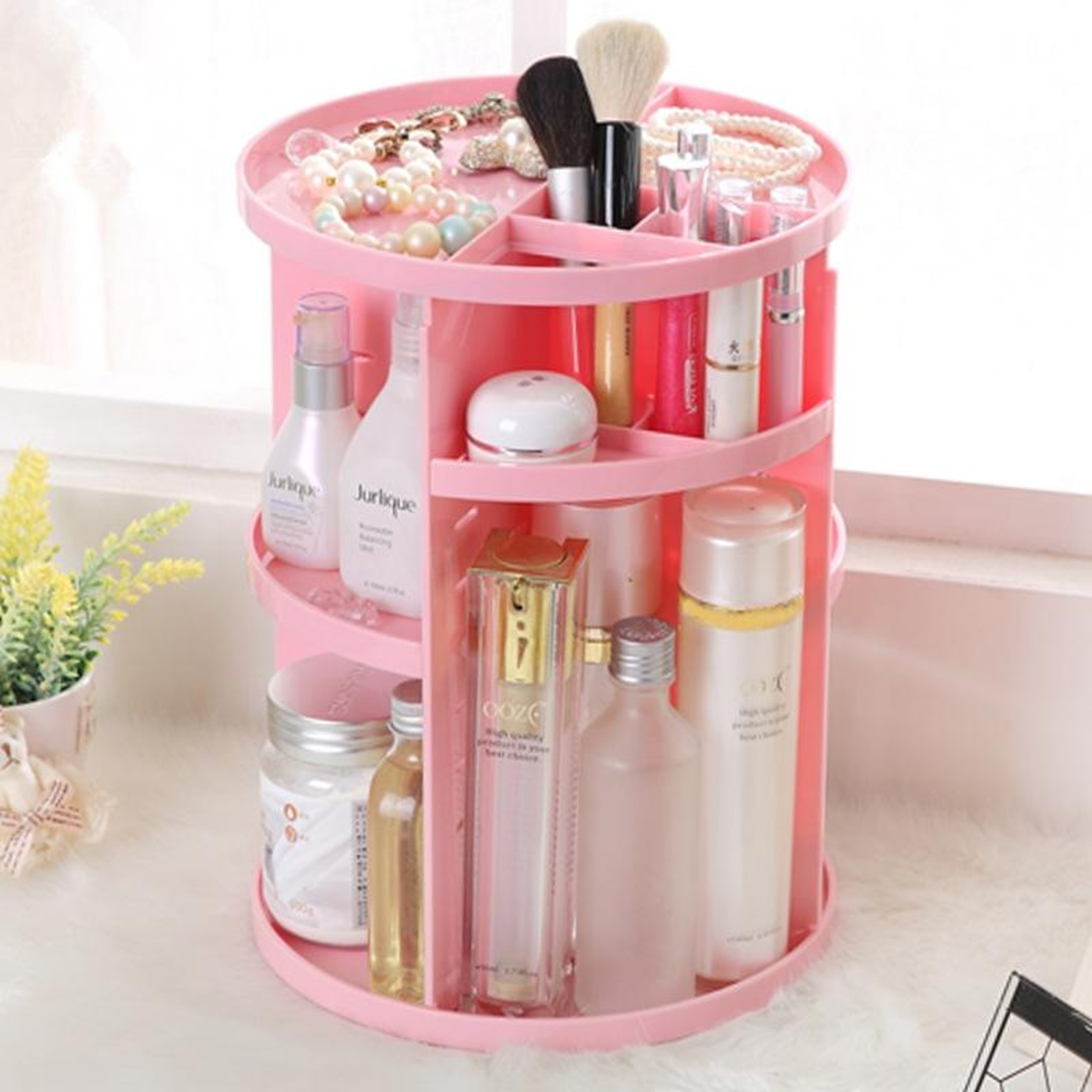 360 Rotating Makeup Organizer Storage Box For Cosmetics Skincare And Vanity Essentials 0