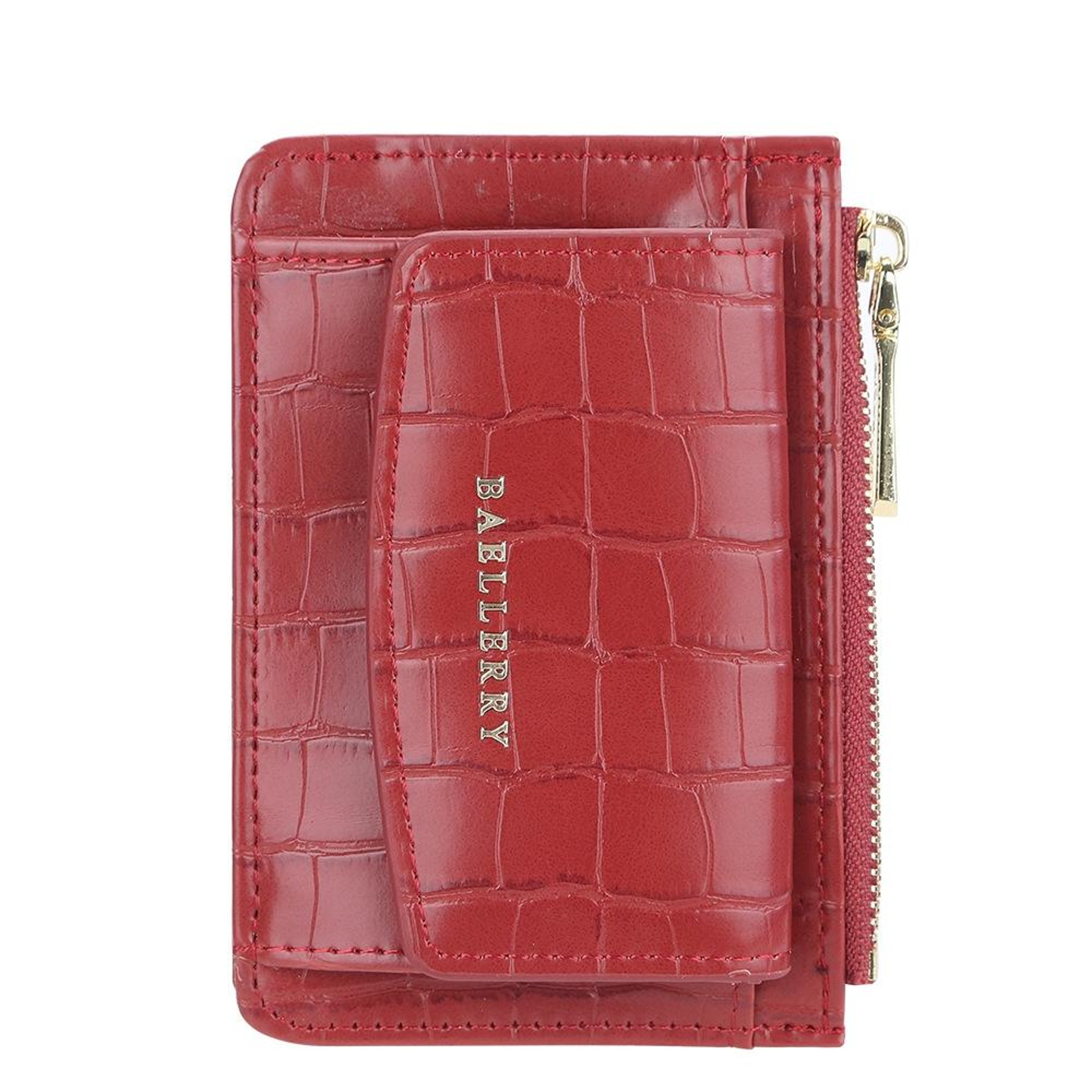 Crocodile Pattern Card Holder Wallet With Zipper Coin Purse Compact PU Leather Wallet 6