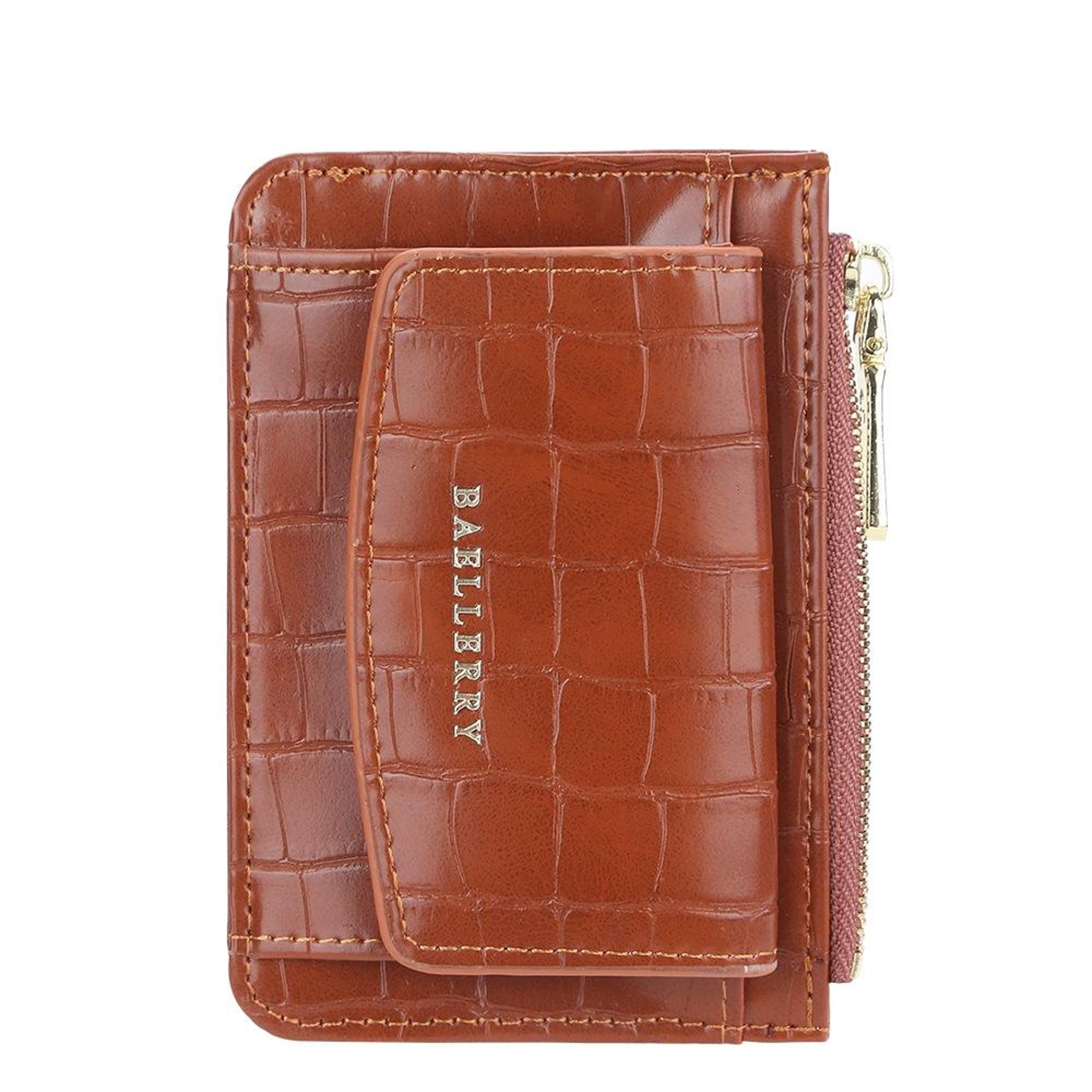Crocodile Pattern Card Holder Wallet With Zipper Coin Purse Compact PU Leather Wallet 10