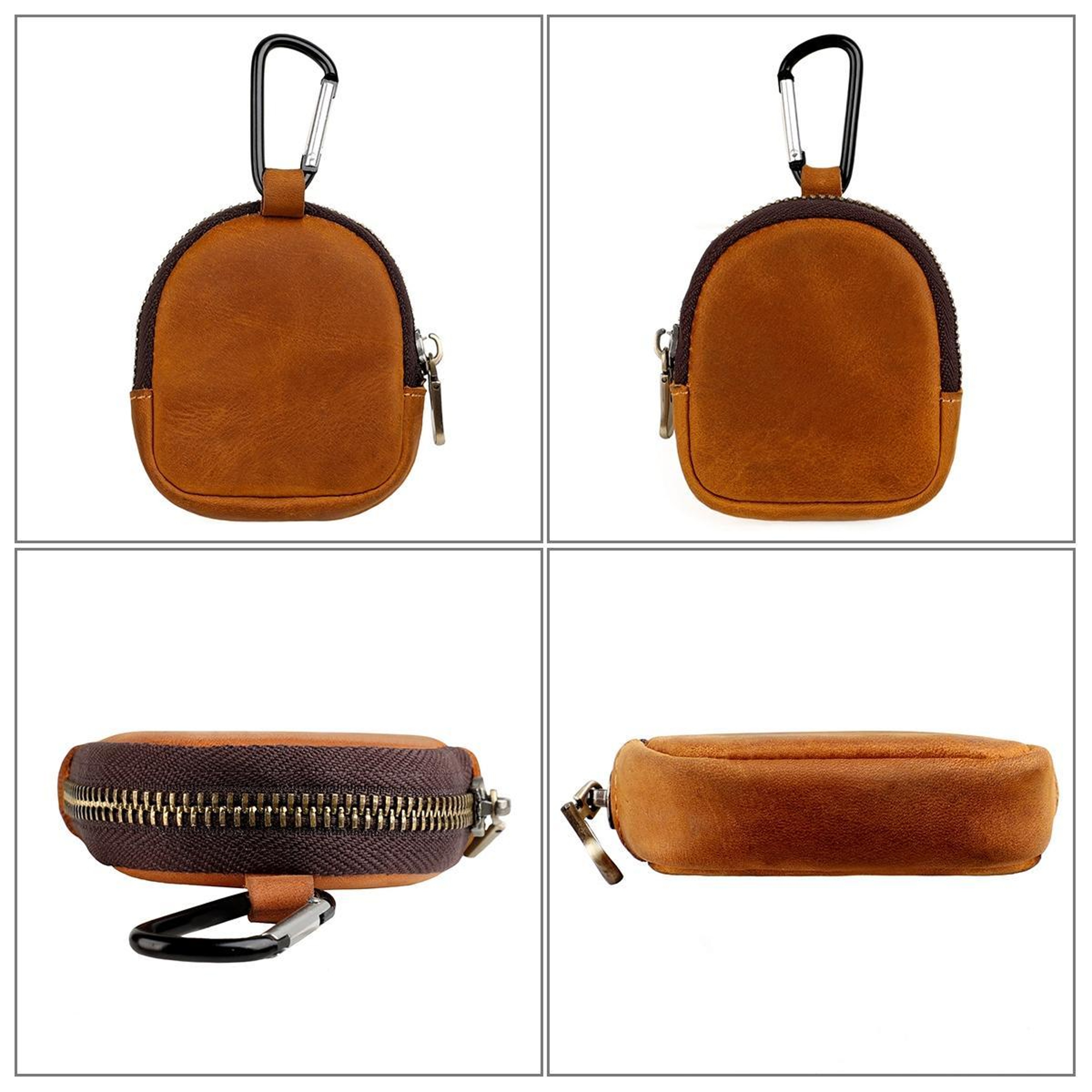 Genuine Leather Coin Purse Small Zip Pouch Mini Key Holder Wallet 6