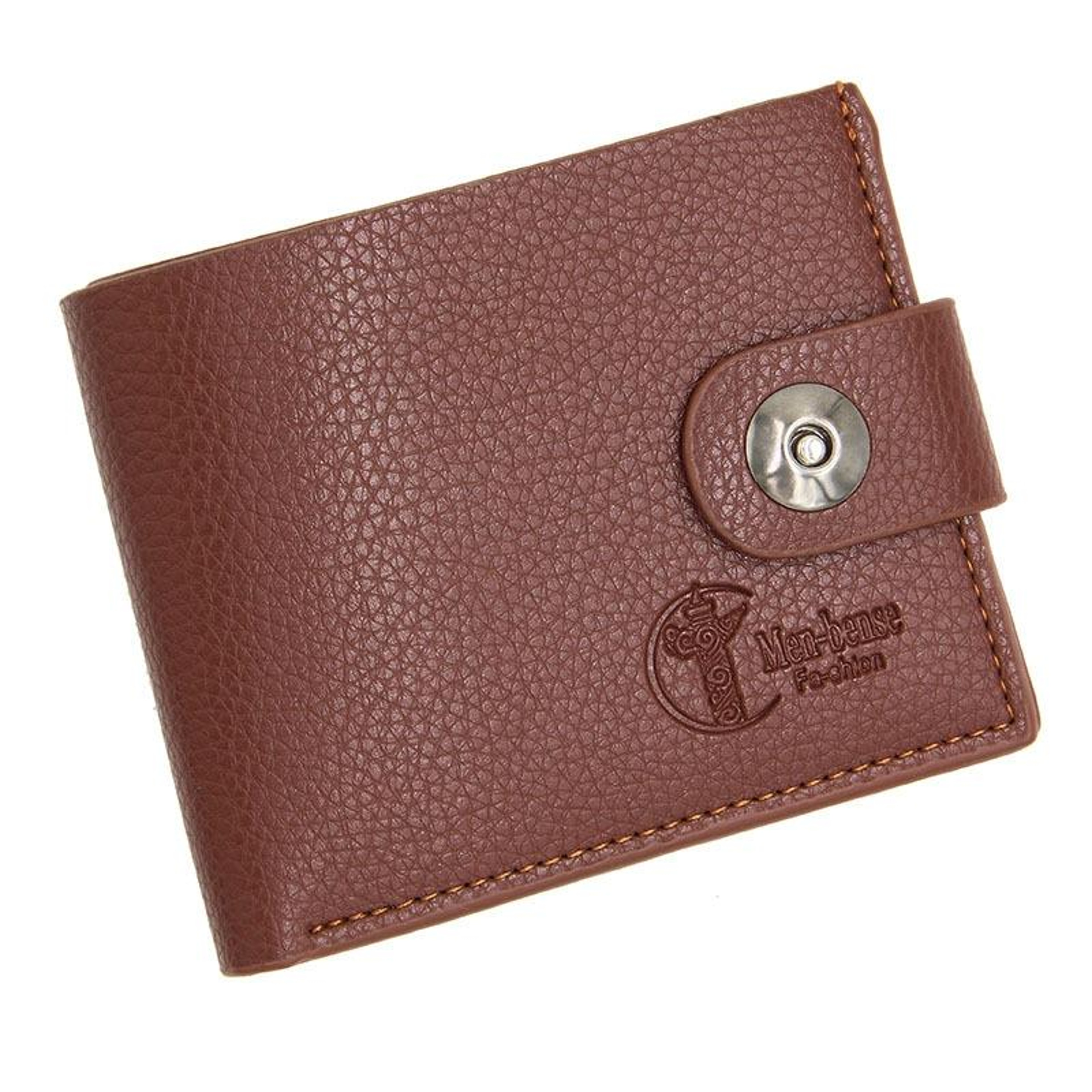 Mens Bifold Wallet With Magnetic Clasp Multi Card Holder Zipper Coin Pocket PU Leather Wallet 7