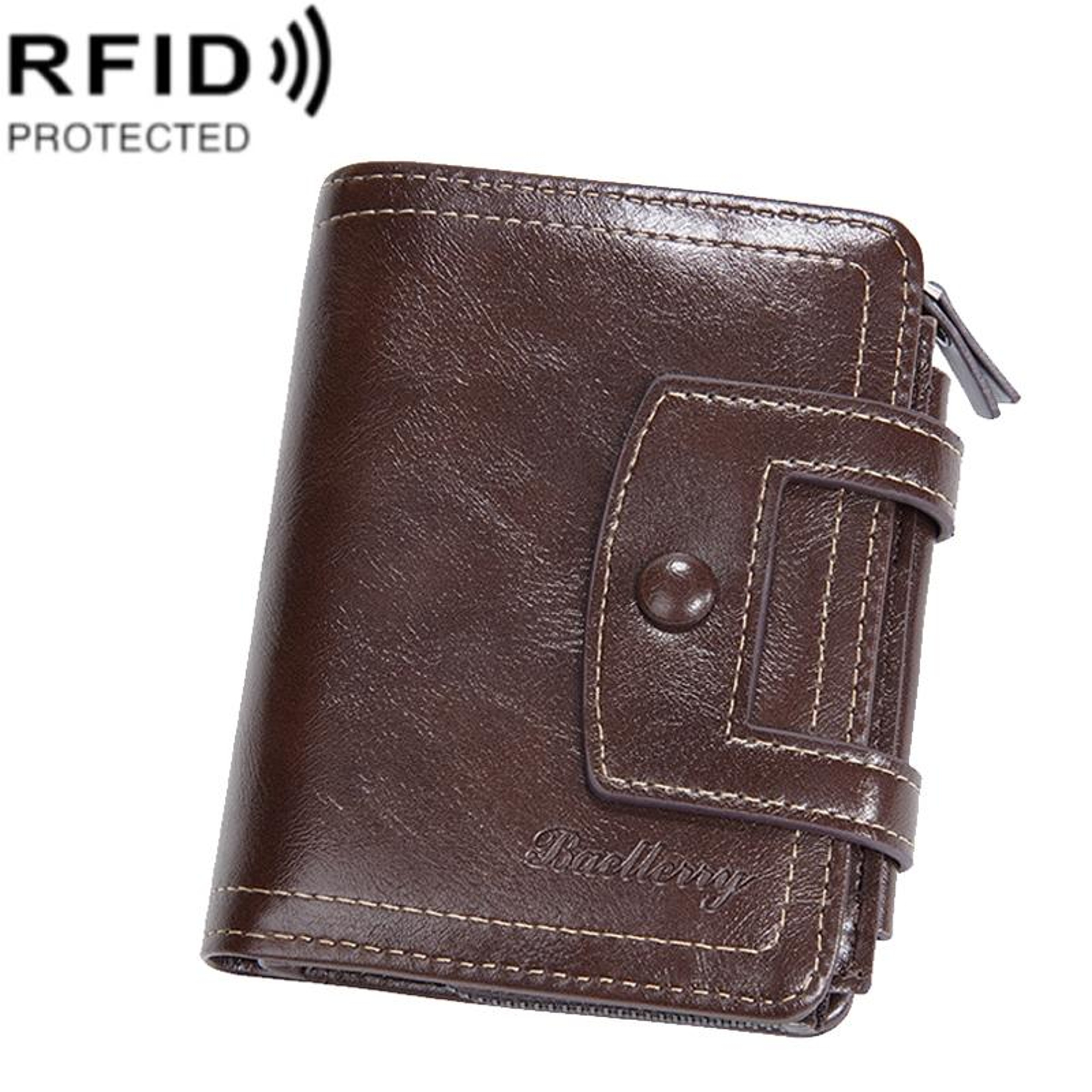 RFID Blocking Trifold Wallet With 12 Card Slots Zipper Coin Purse Compact Card Holder 9