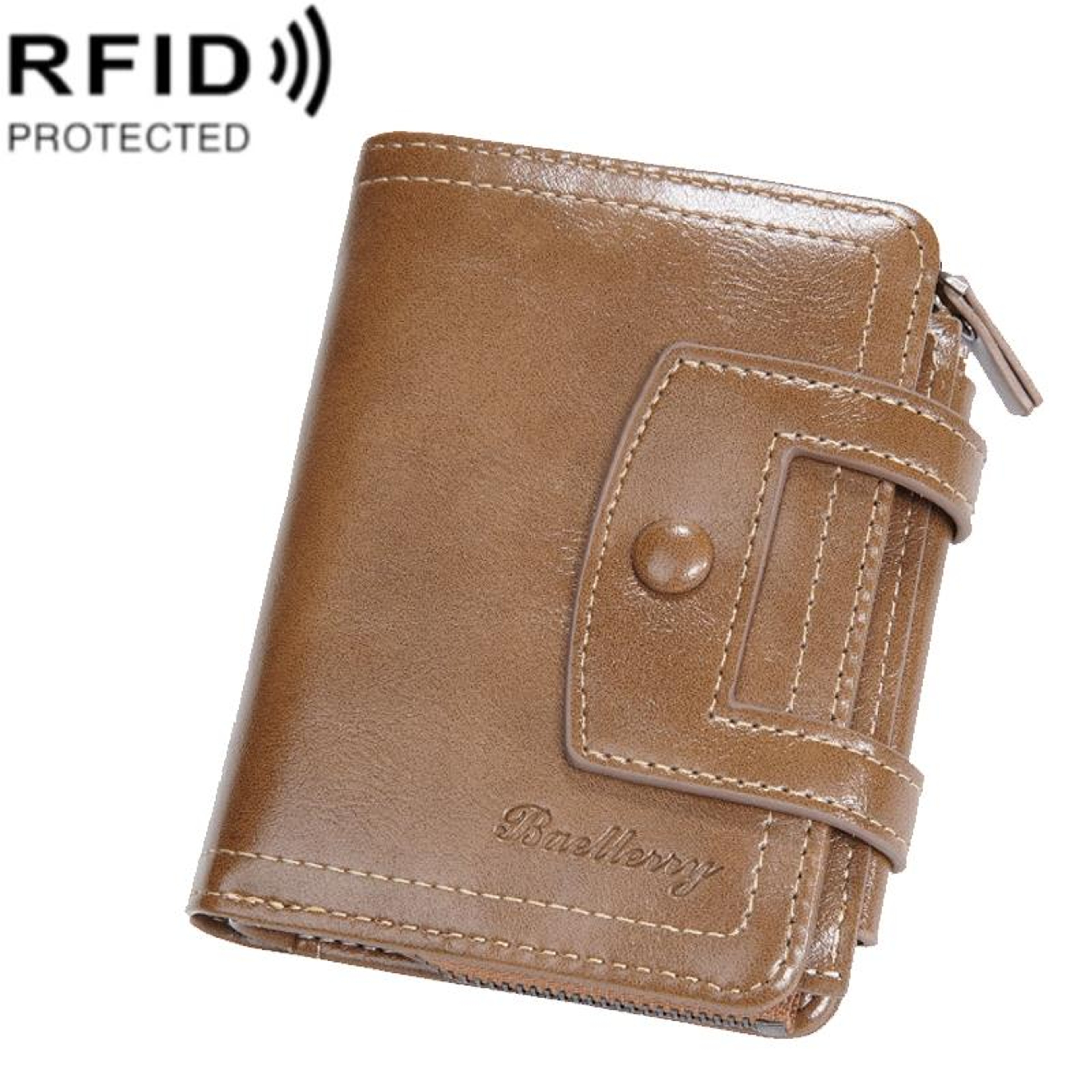 RFID Blocking Trifold Wallet With 12 Card Slots Zipper Coin Purse Compact Card Holder 10