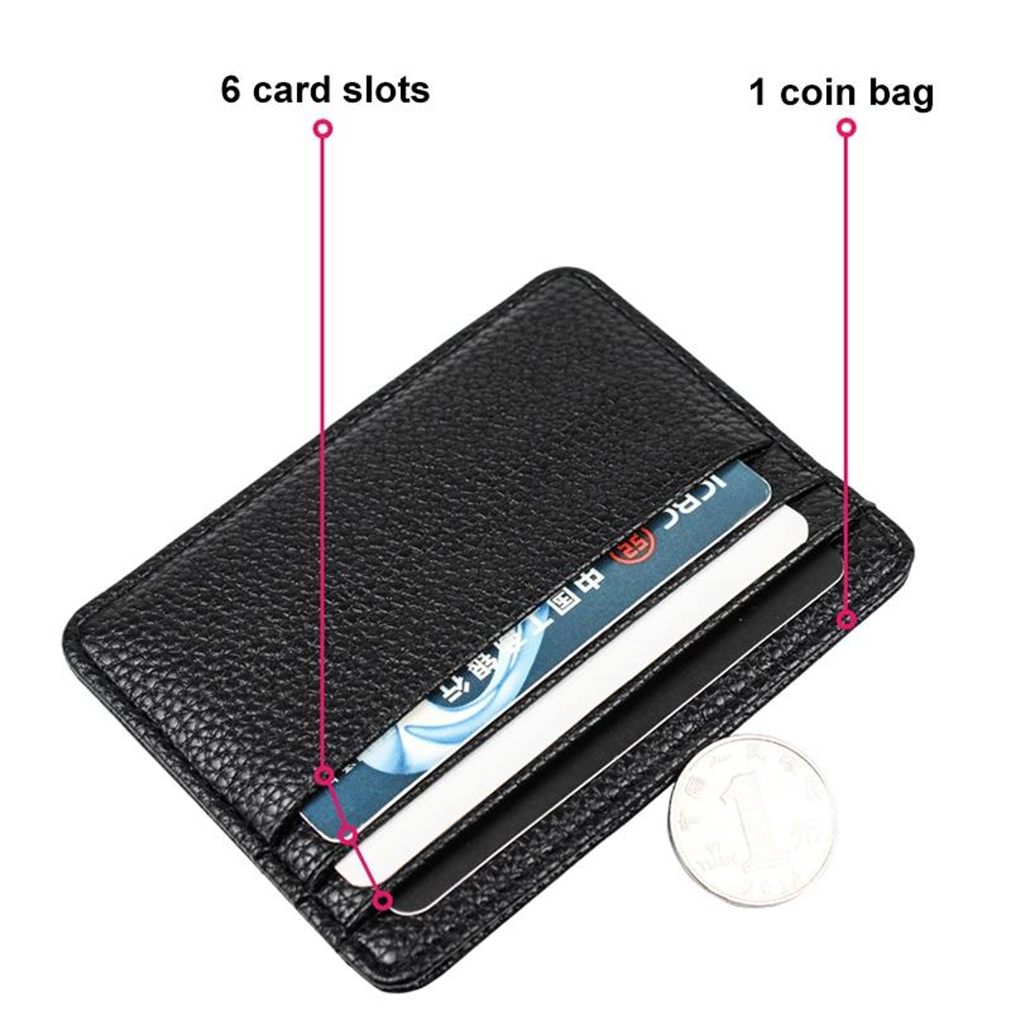 Slim Card Holder Mini Wallet With Coin Pocket Multi Card Slot PU Leather Card Holder 2