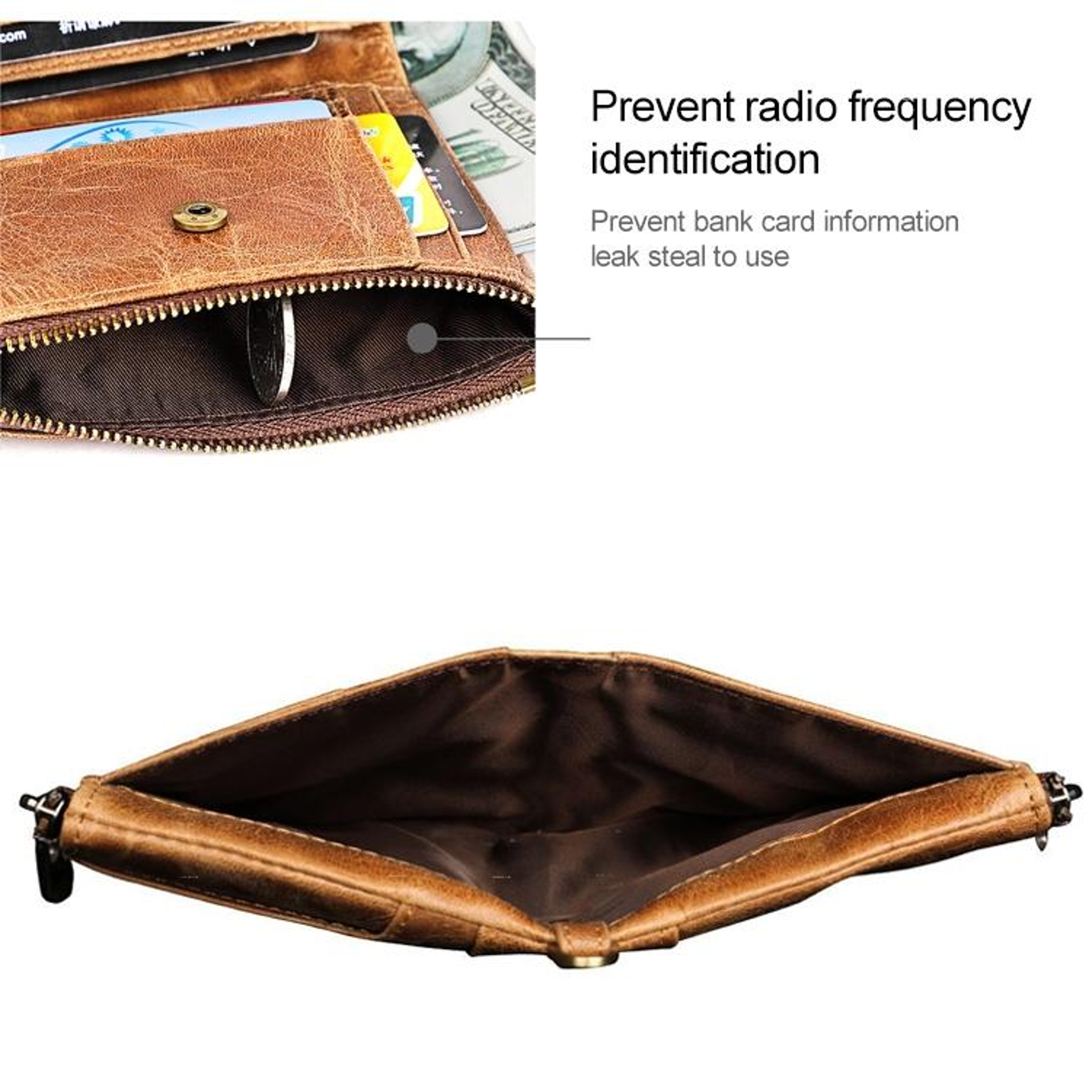RFID Blocking Top Grain Leather Wallet For Men Crazy Horse Business Bifold Wallet 11