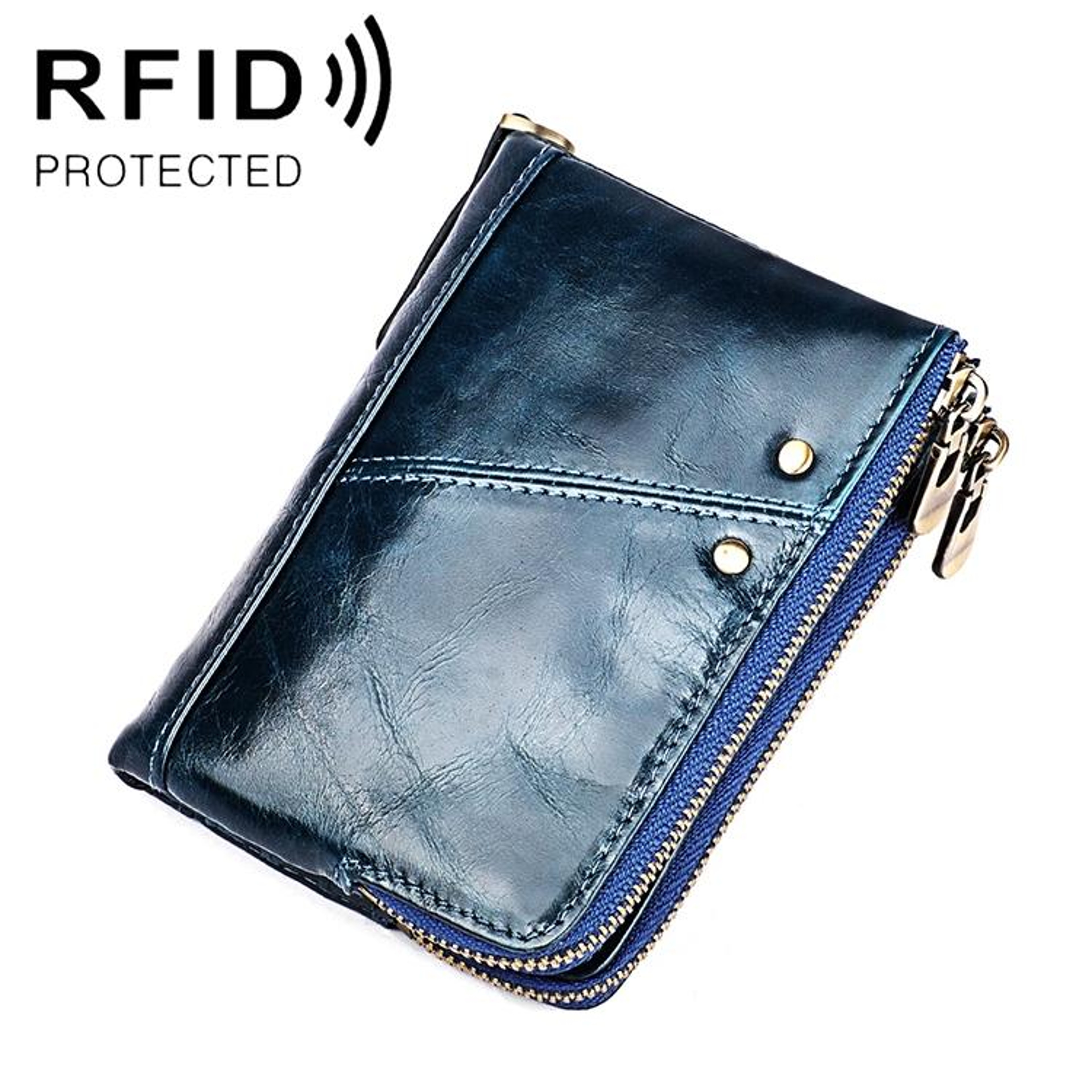 RFID Blocking Top Grain Leather Wallet For Men Crazy Horse Business Bifold Wallet 14