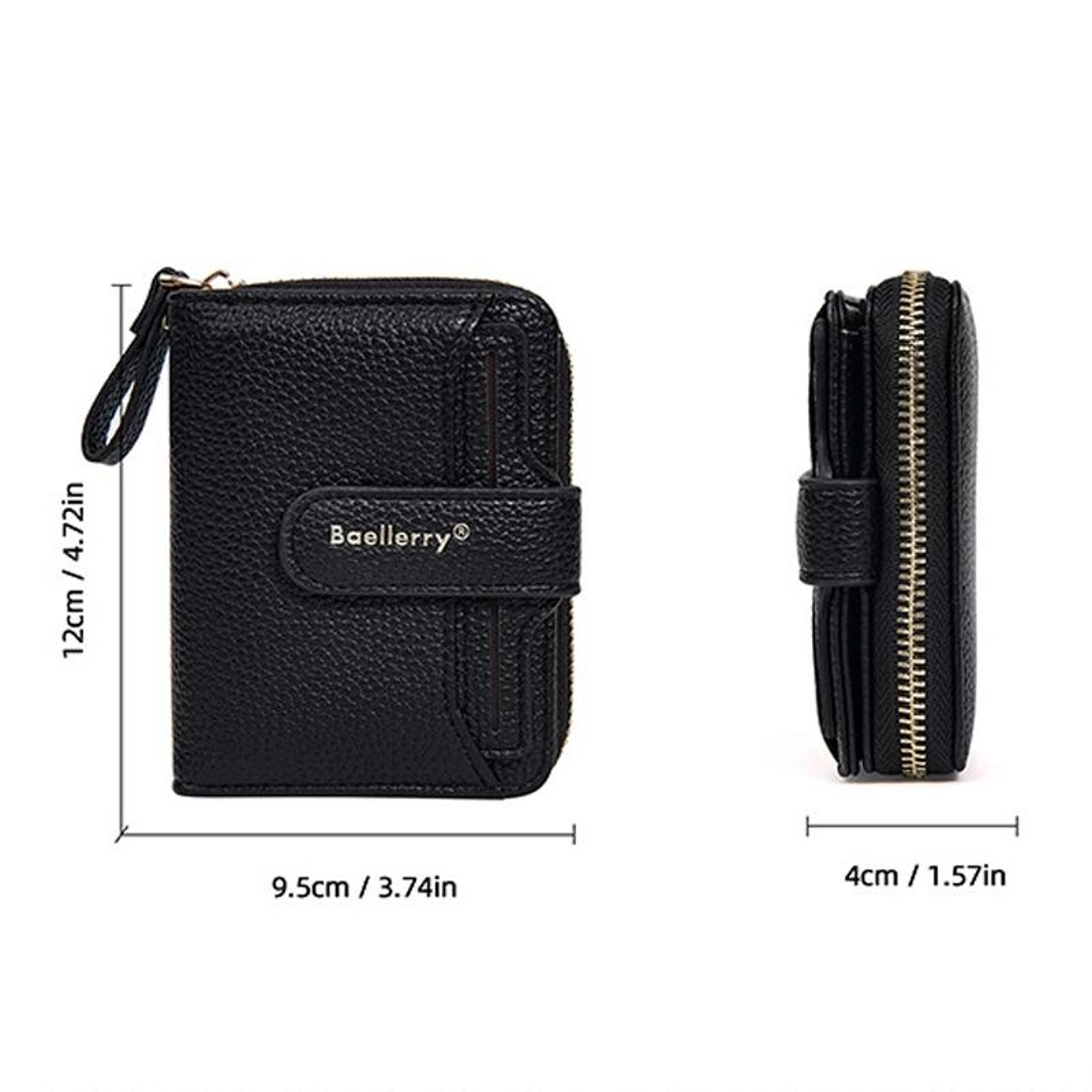 Lychee Pattern Womens Short Wallet With Multi Card Slots And Zipper Coin Pocket 2