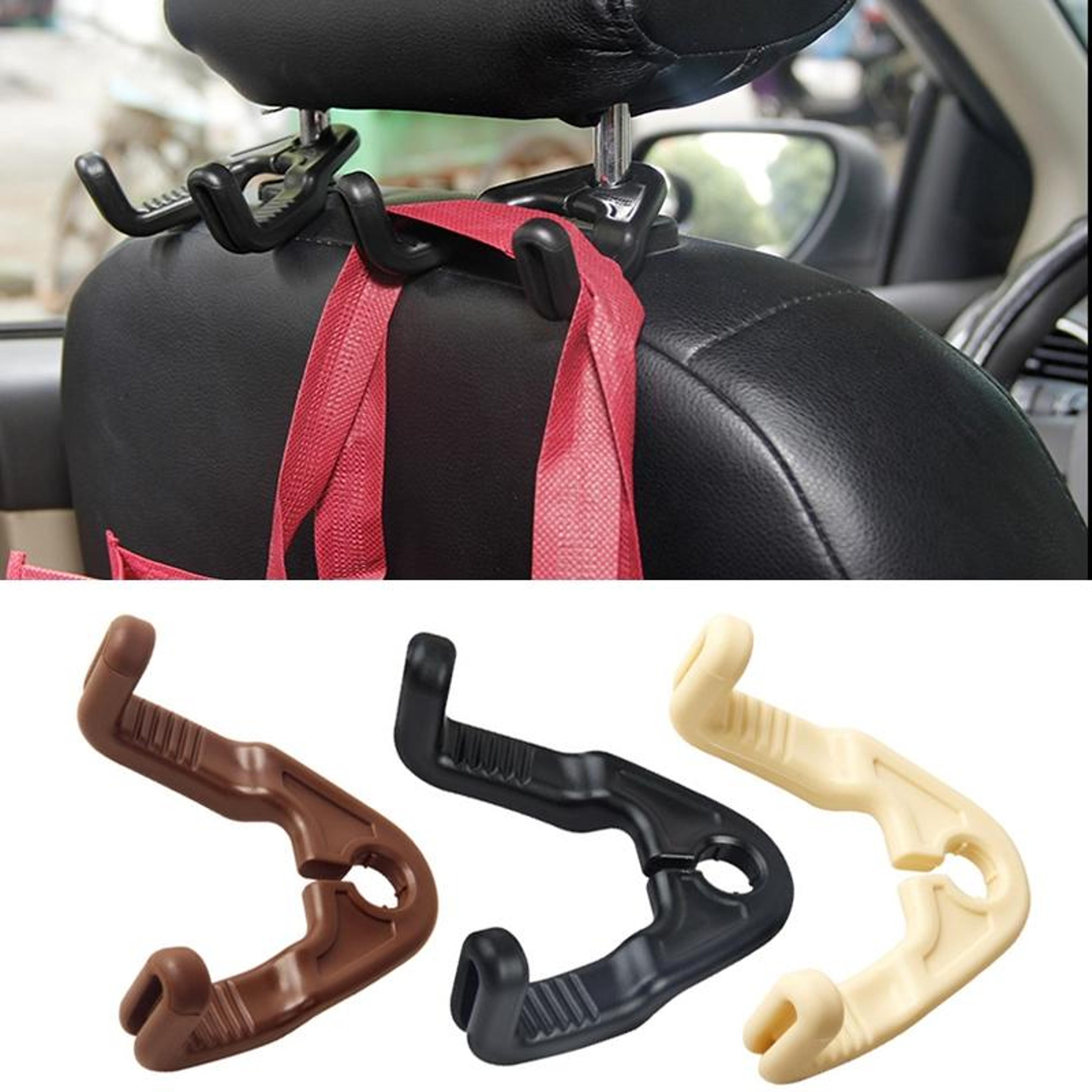 Hidden Car Headrest Hooks Universal Car Seat Storage Hooks Heavy Duty Backseat Organizer 2 PCS 4