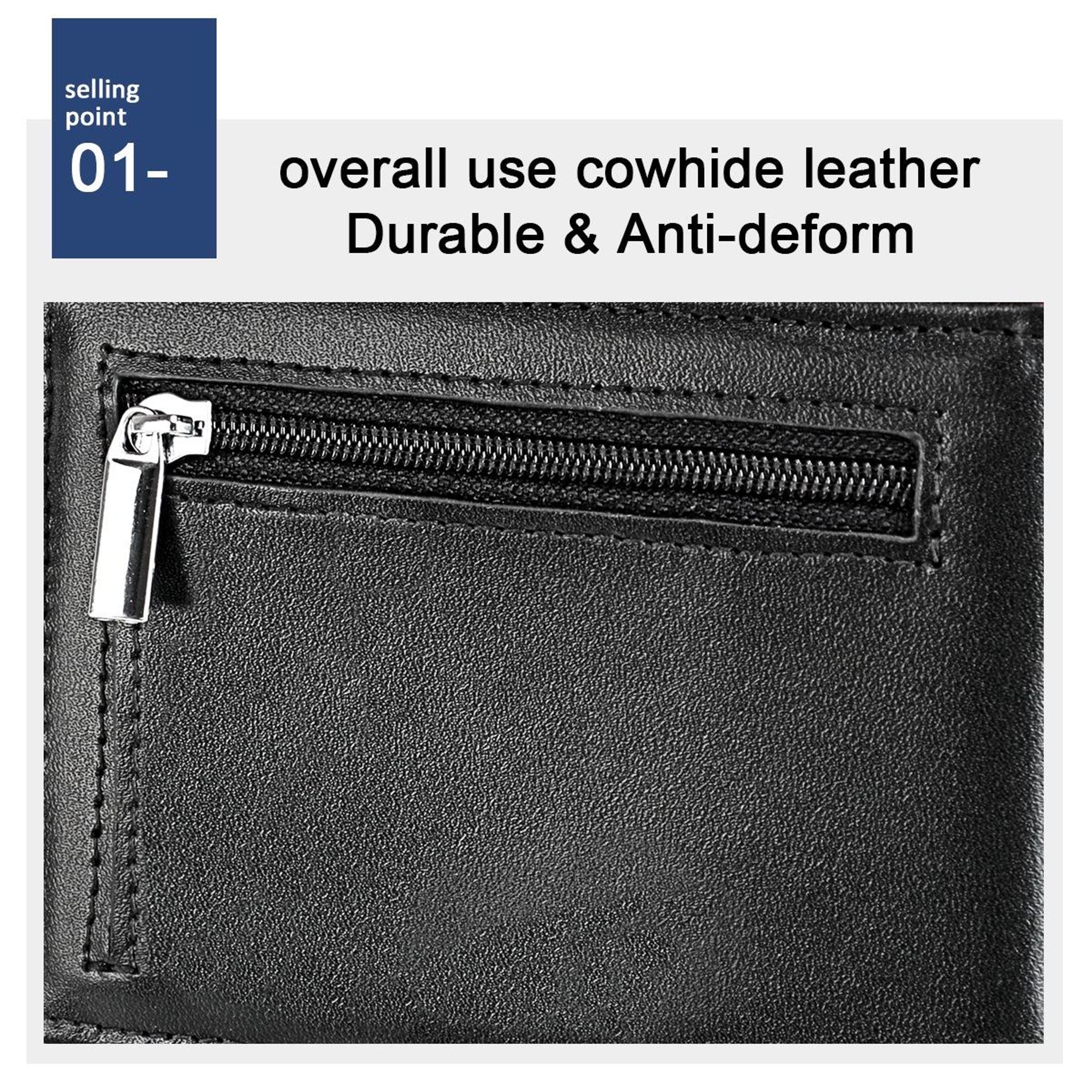 Ultra Thin Genuine Leather Wallet RFID Blocking Slim Bifold Wallet for Men and Women – view 6