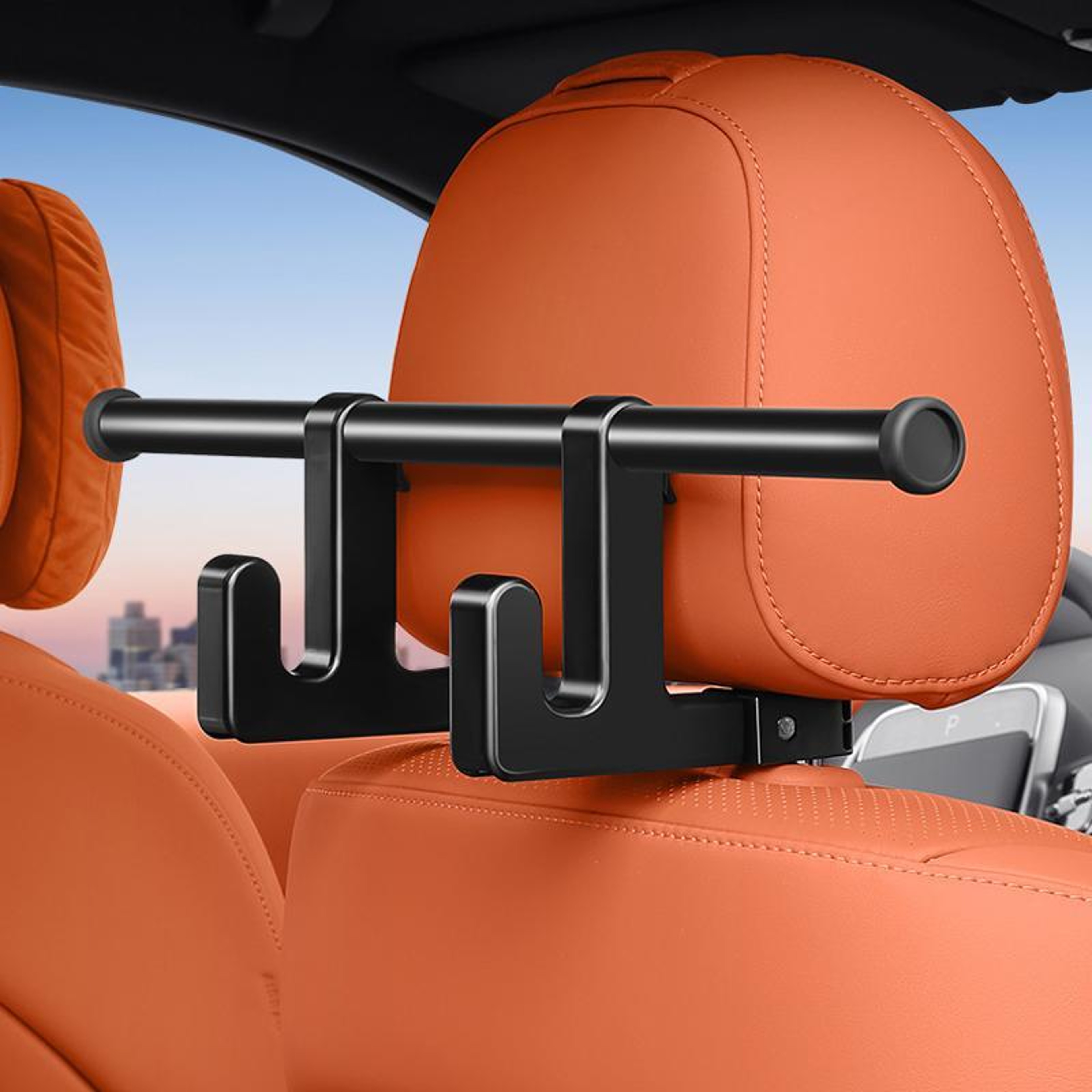 Universal Car Seat Back Organizer With Car Coat Hanger Rack And Car Headrest Hooks 0