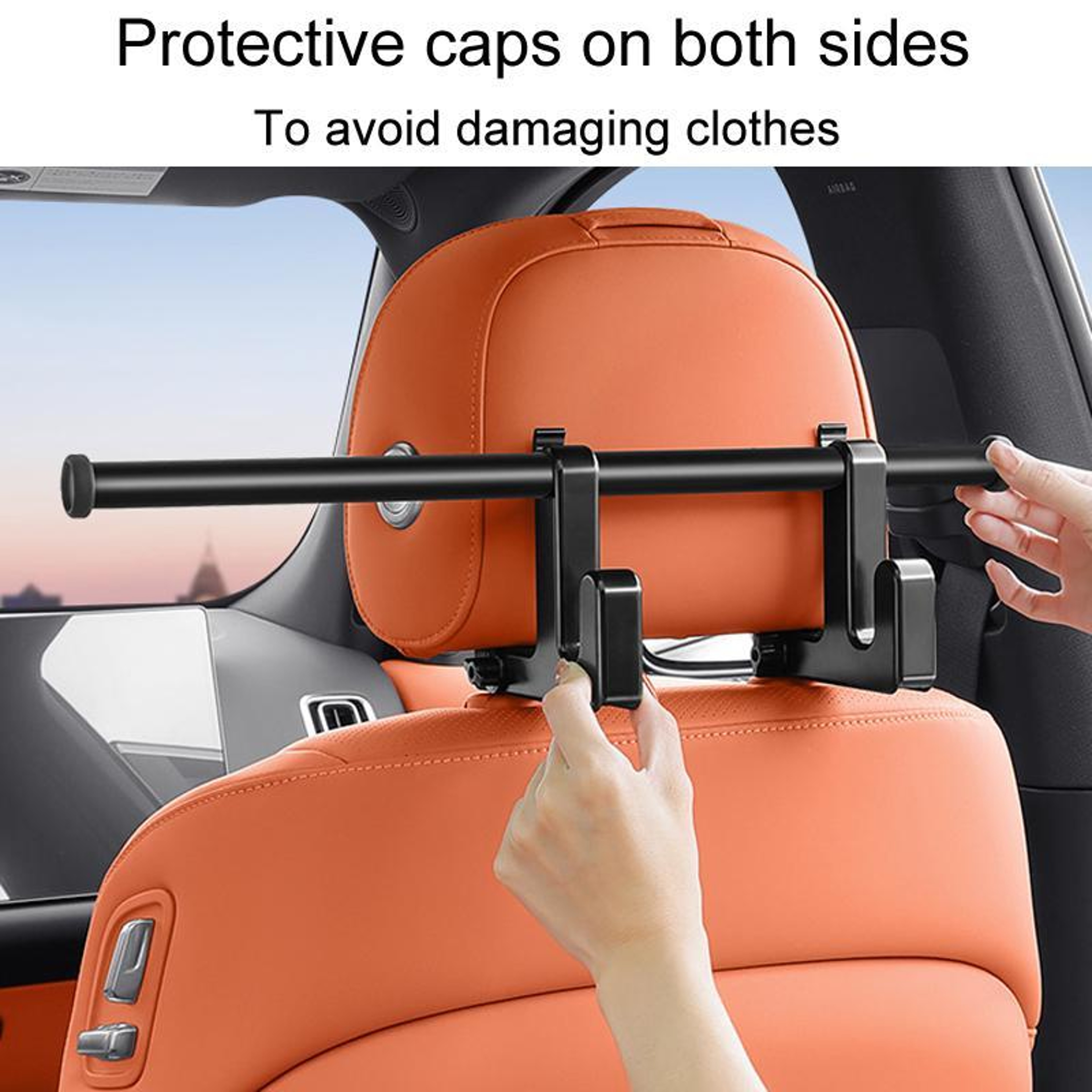 Universal Car Seat Back Organizer With Car Coat Hanger Rack And Car Headrest Hooks 3