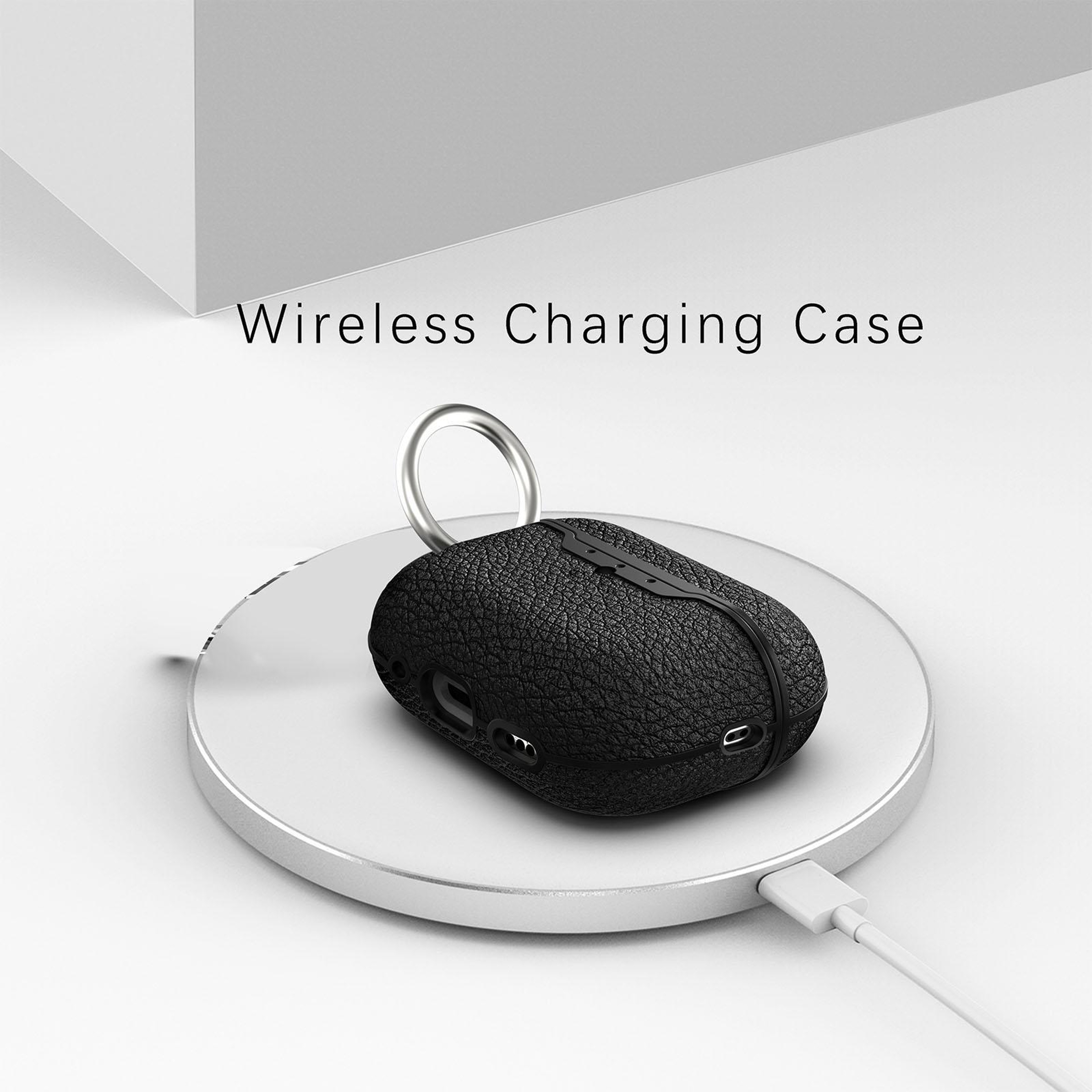 Lychee Pattern Shockproof TPU Case Cover with Keychain for AirPods Pro 3 – view 3