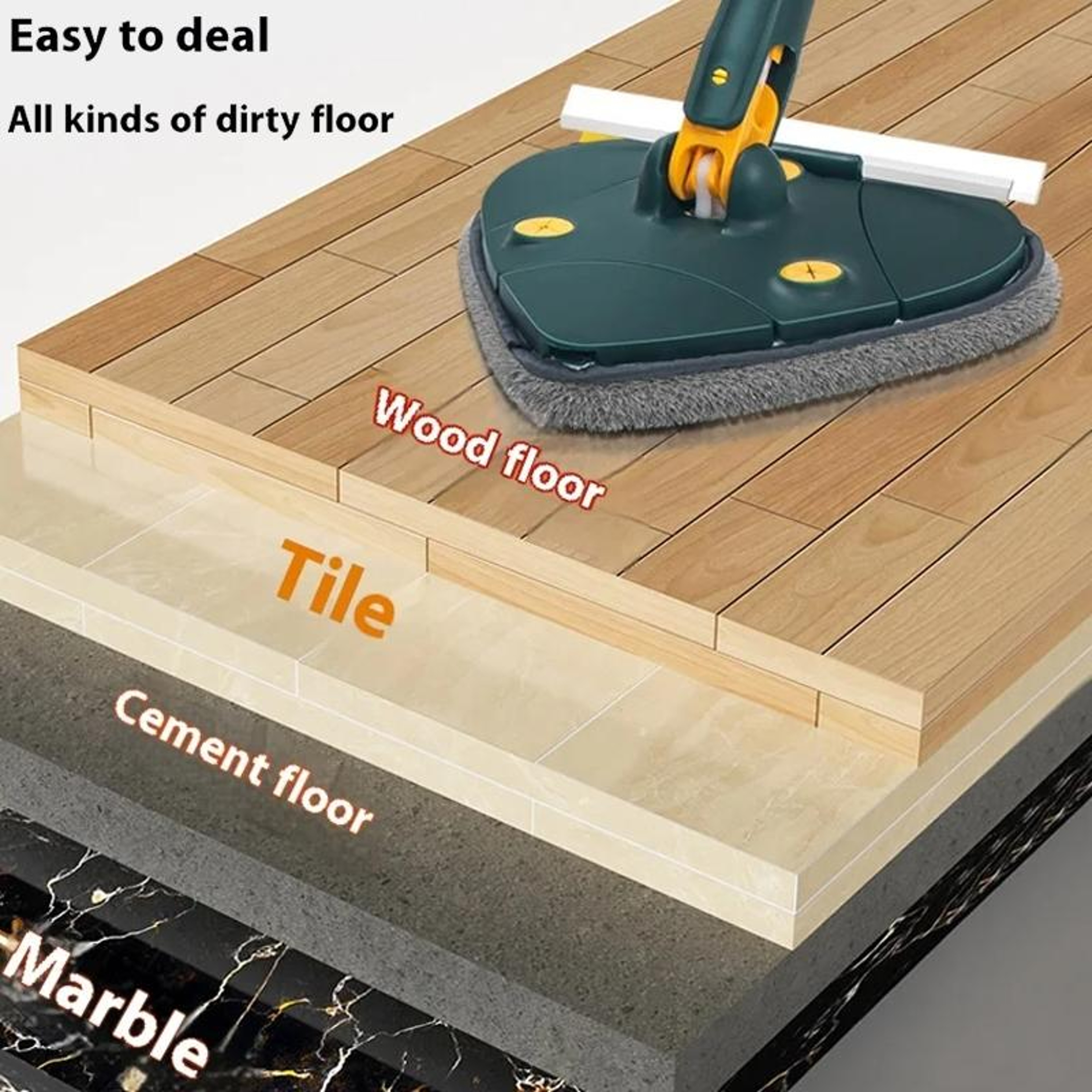 360 Rotating Triangle Mop With Self Wringing System And Telescopic Handle For Wet And Dry Floor Cle 8