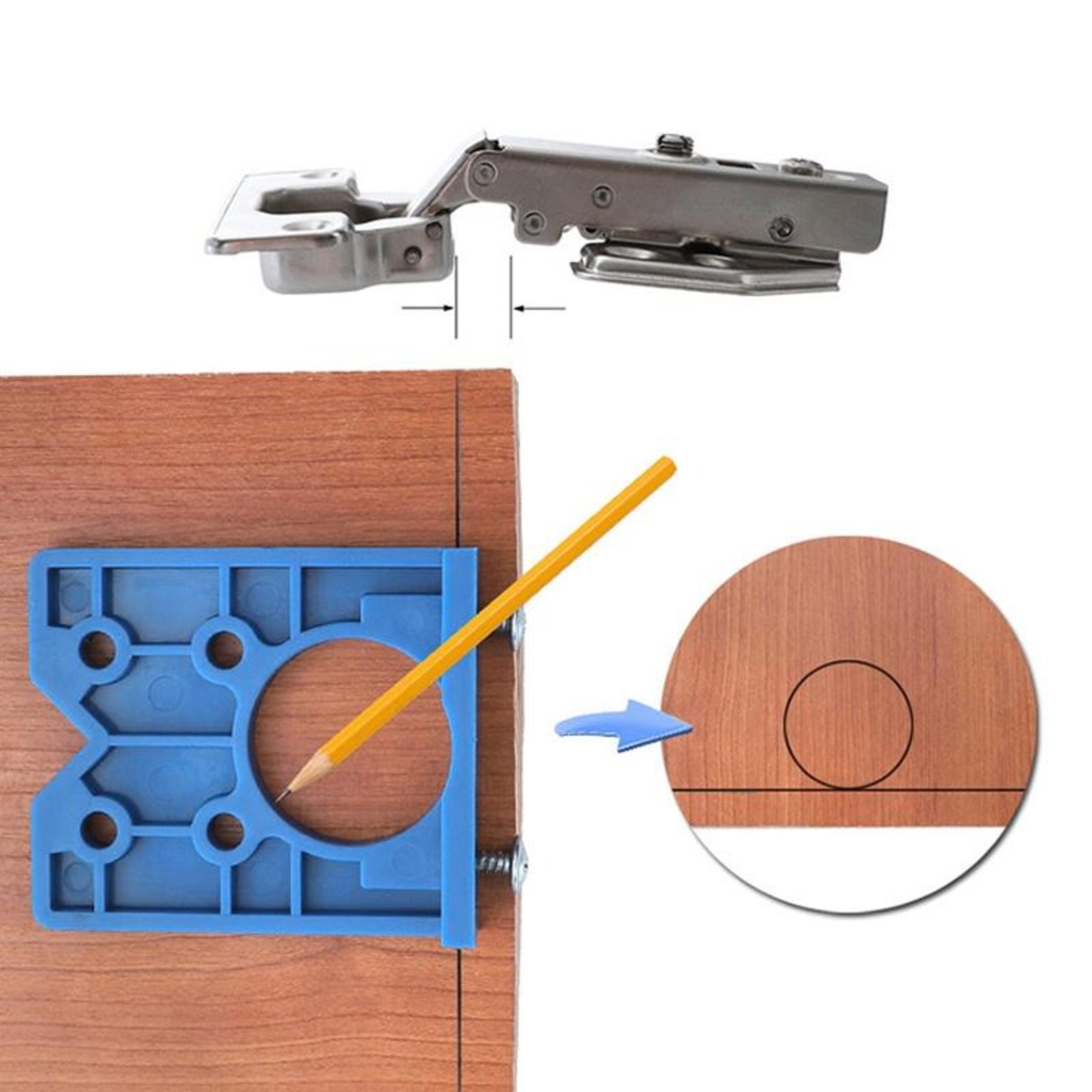 35mm Hinge Jig Cabinet Hinge Drilling Template Woodworking Hinge Installation Tool 8