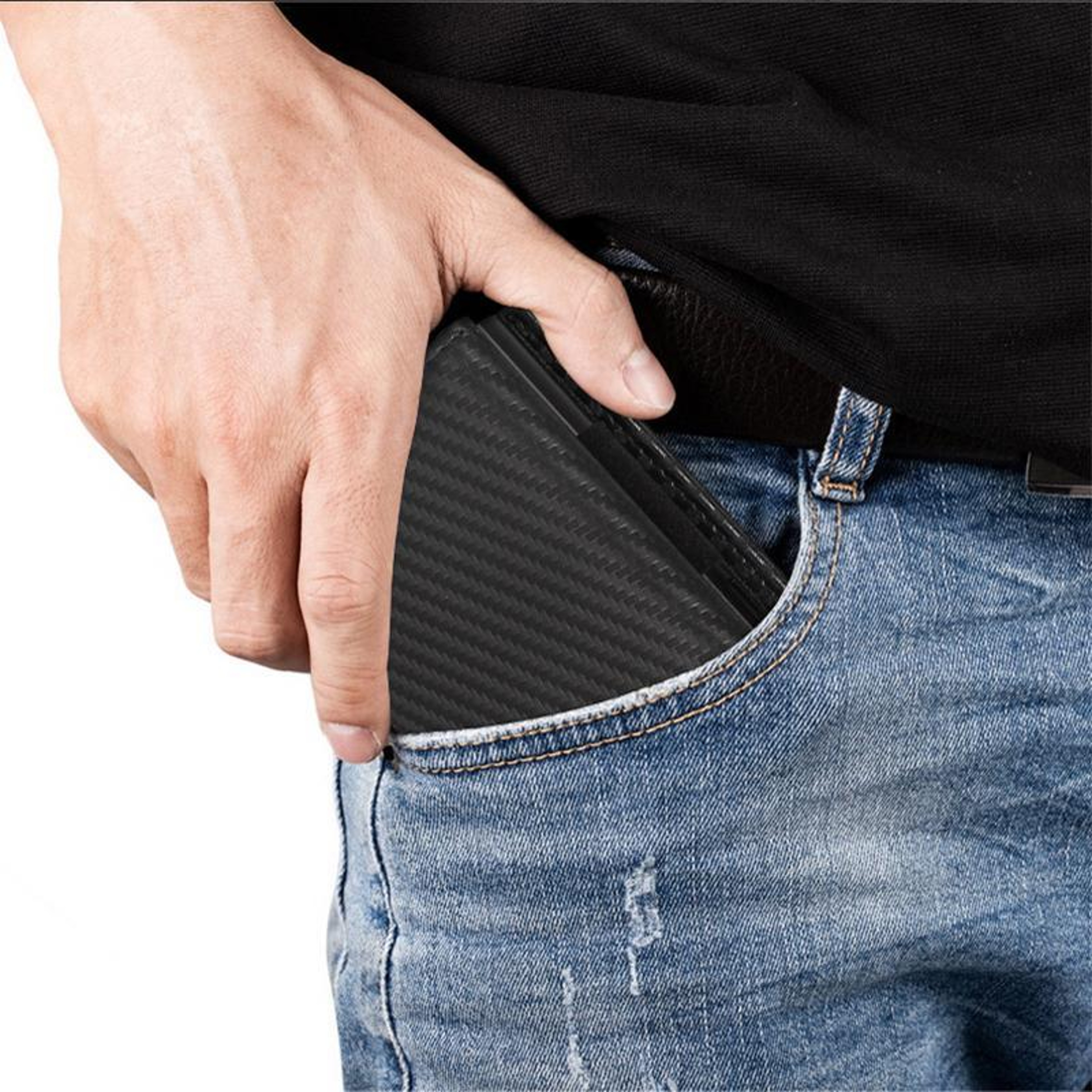 Pop Up RFID Blocking Wallet Genuine Leather Aluminum Card Holder With Zipper Coin Pocket 6
