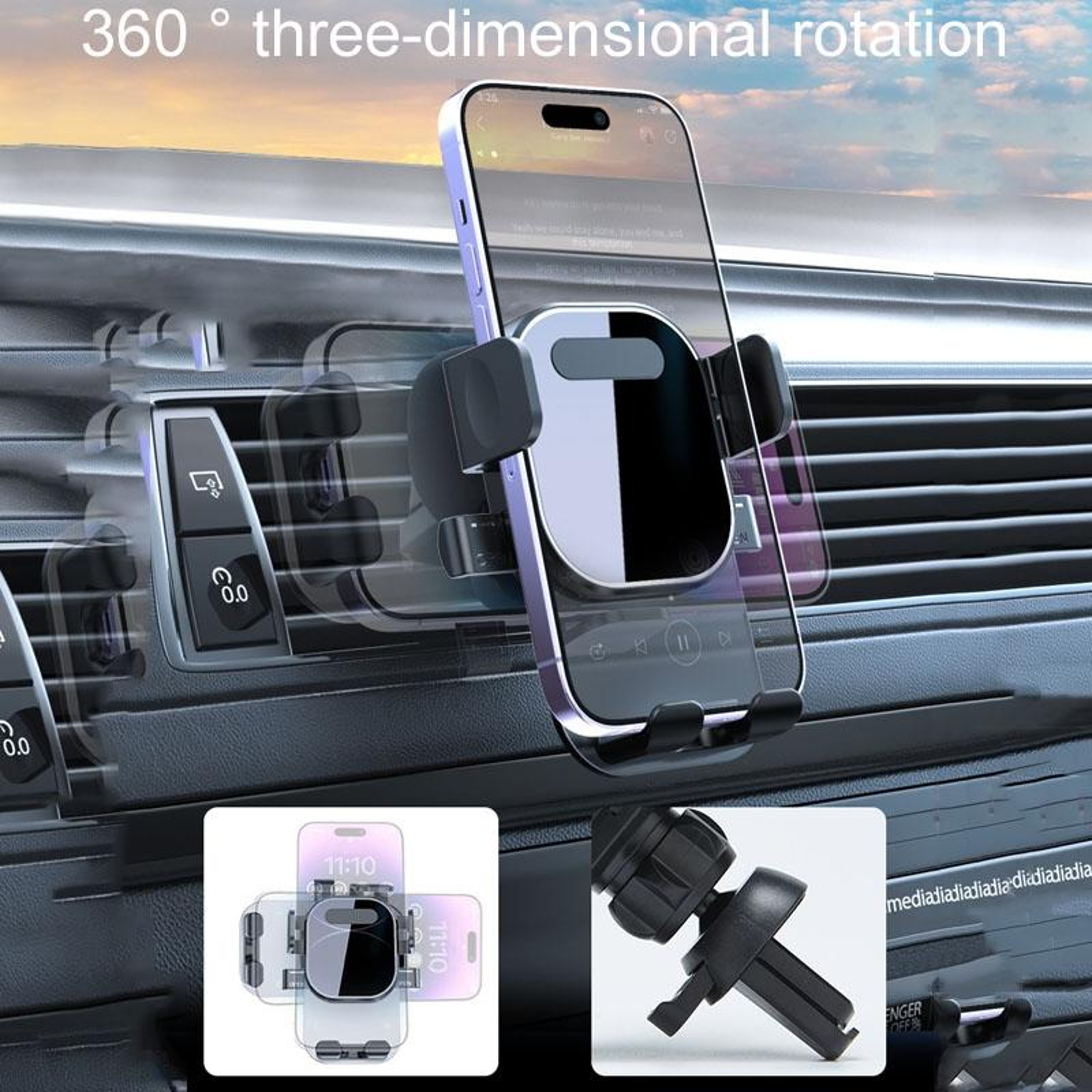 Gravity Lock Car Phone Holder 360 Rotating Air Vent Phone Mount For 47 To 7 Inch Smartphones 5