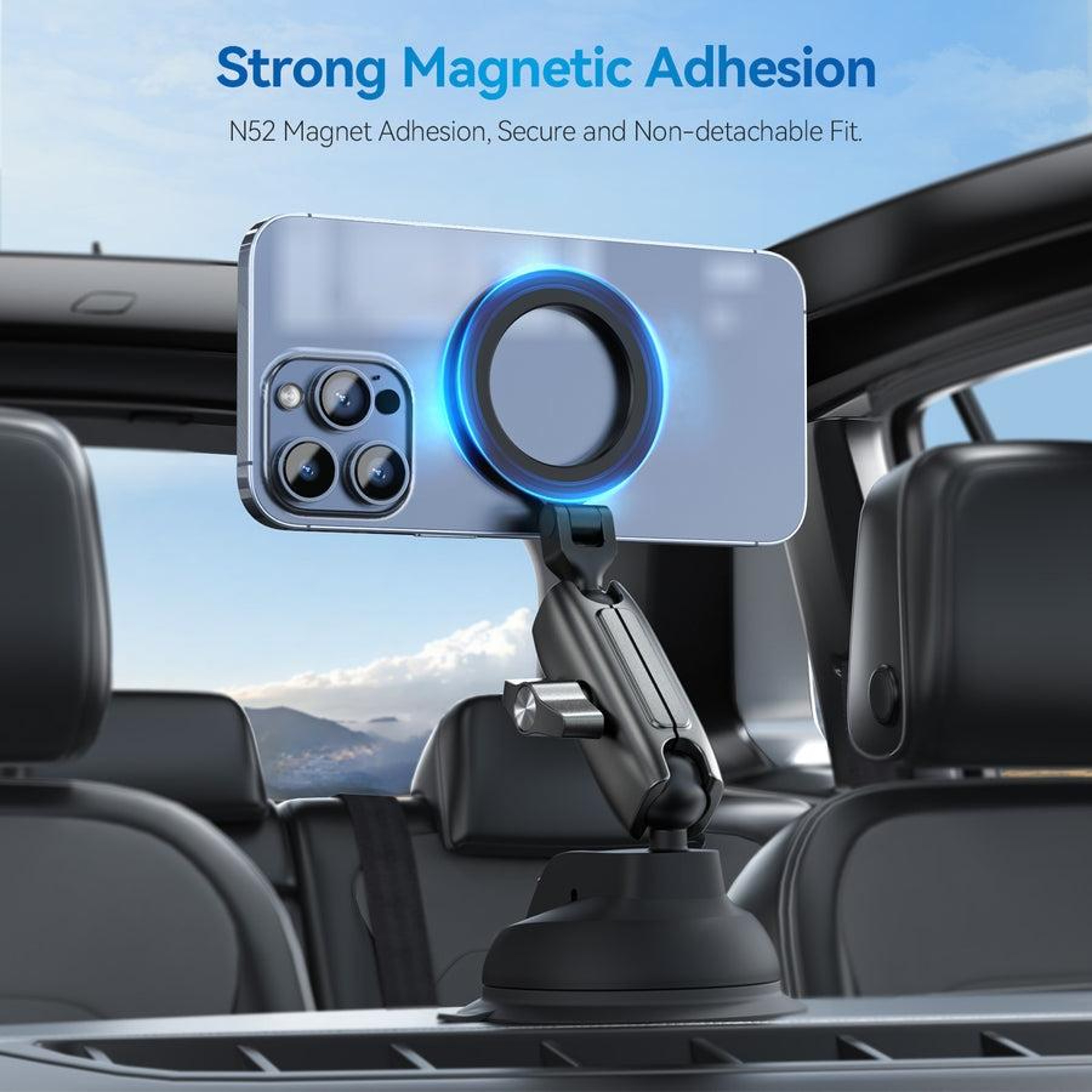 Magnetic Car Phone Mount 360 Phone Holder With Strong Suction Cup For Secure Hands Free Driving 4