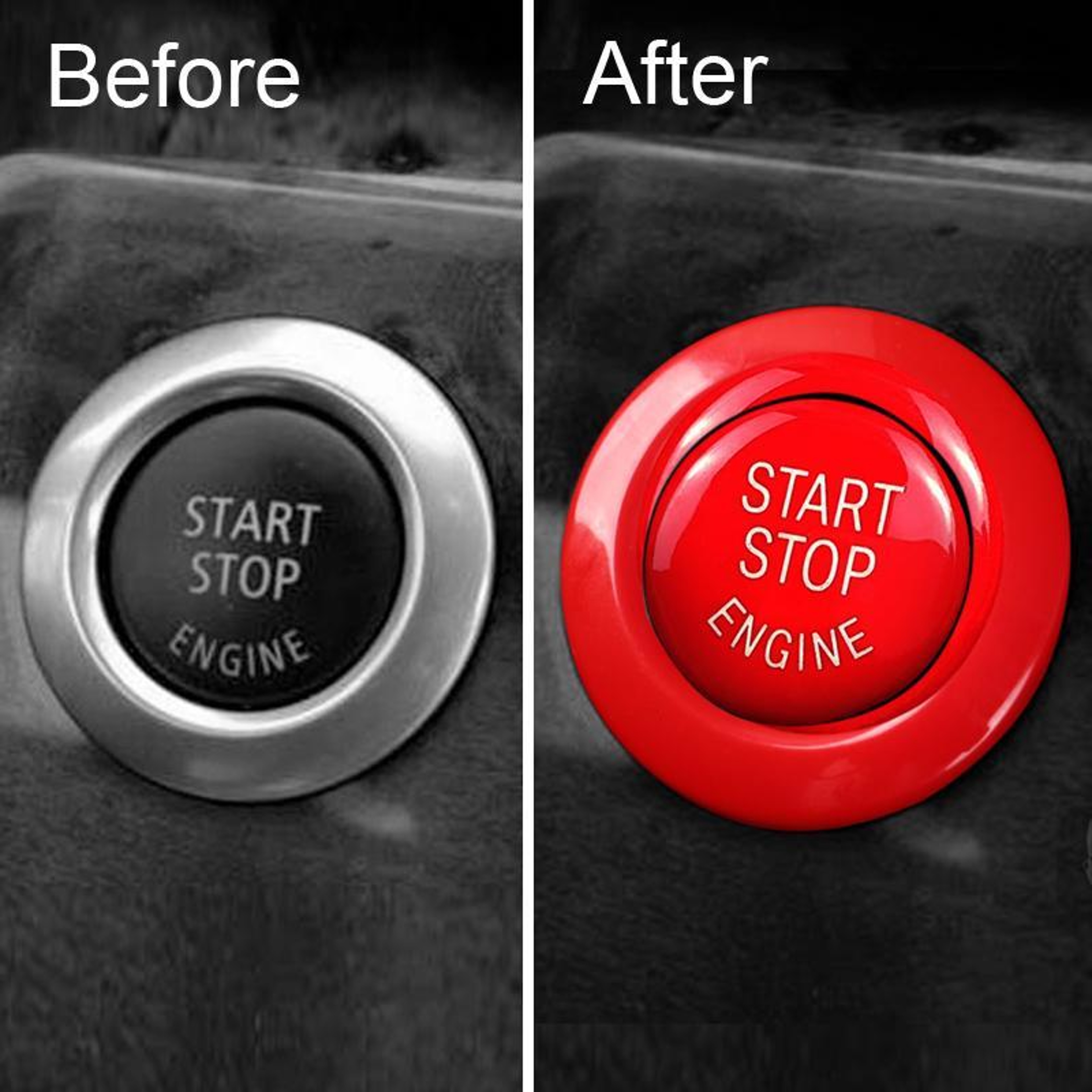 BMW Start Button Cover ABS Engine Start Button Replacement 2PCS 2