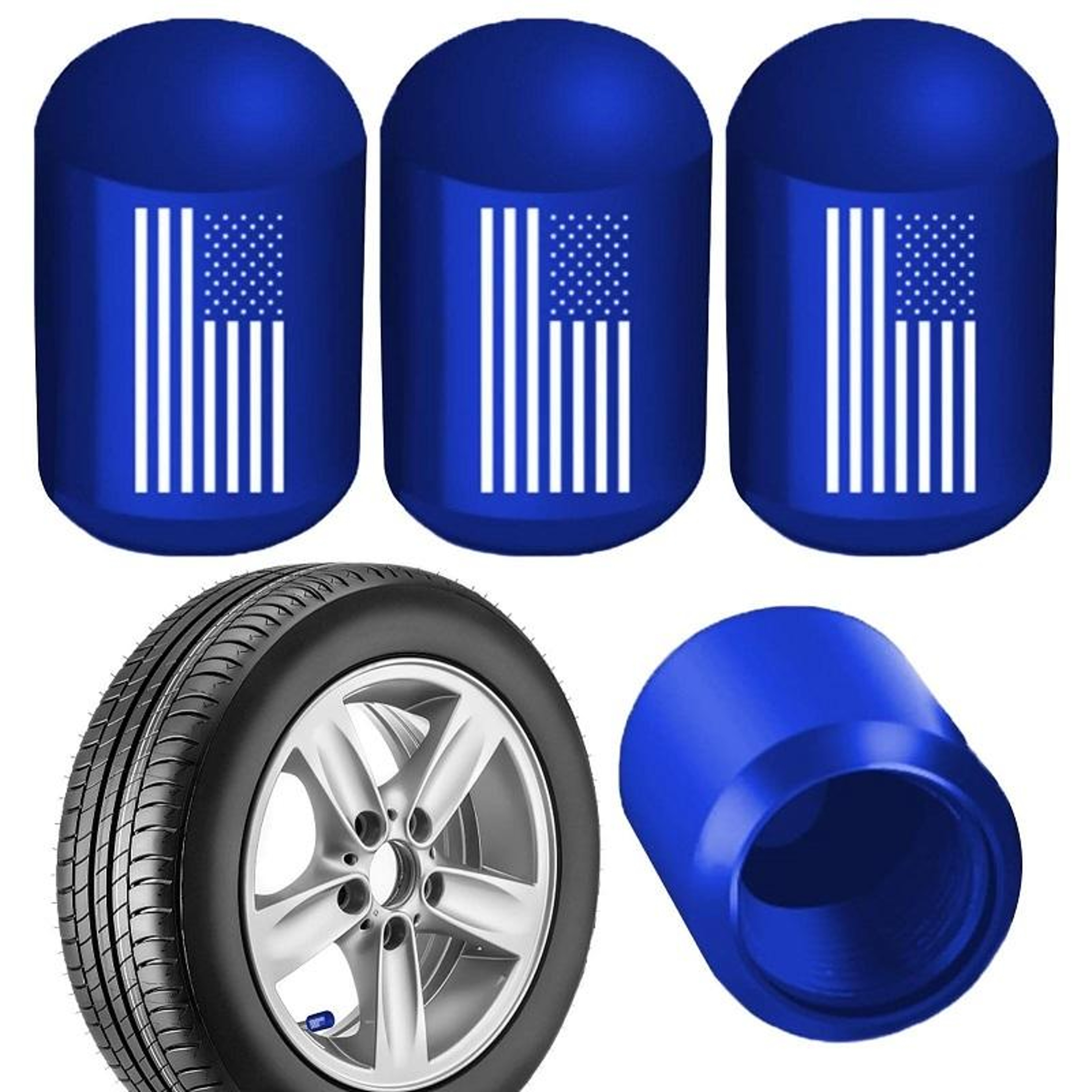 4PCS Aluminum Valve Caps Dustproof Car Tire Valve Stem Caps With Airtight Rubber Seal 0