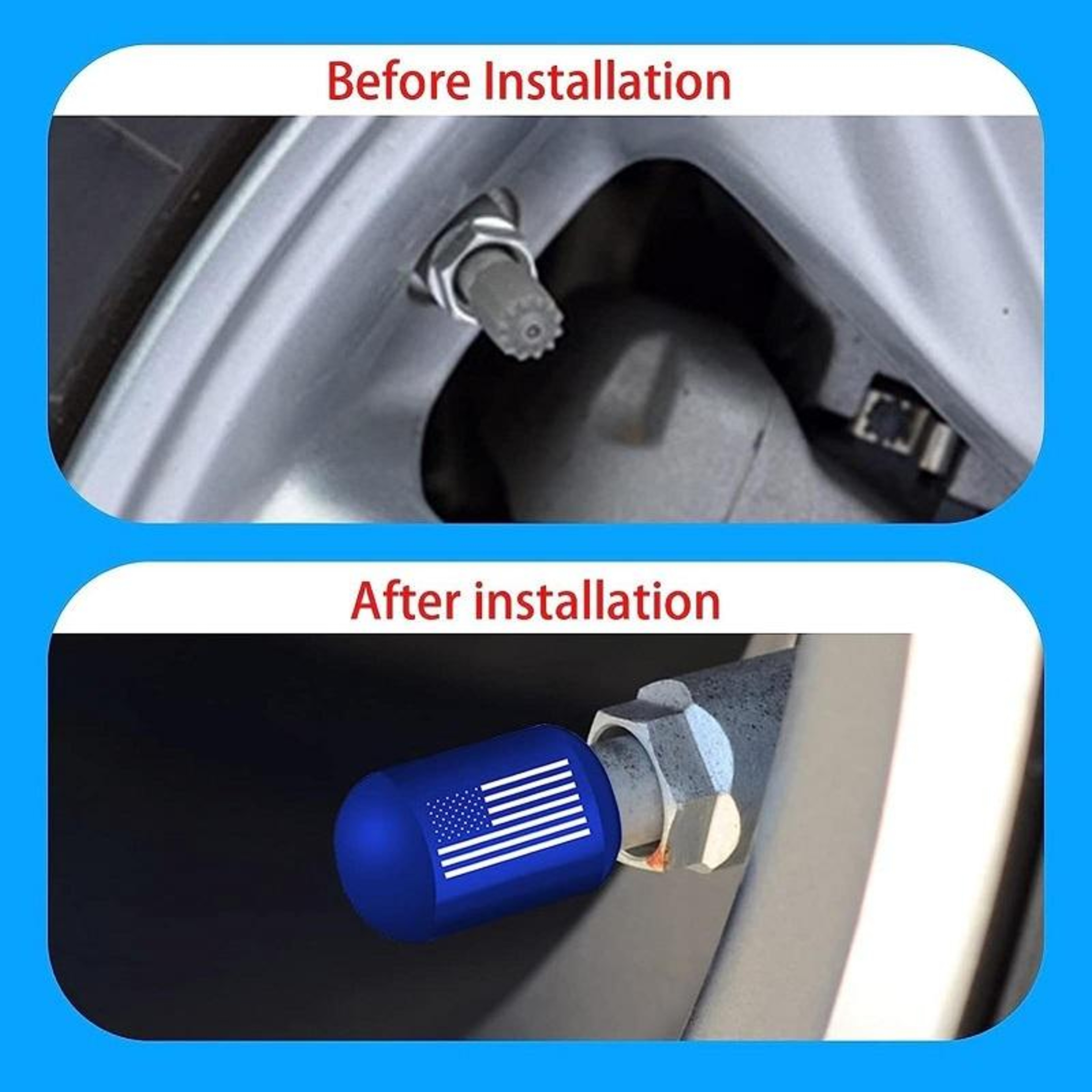 4PCS Aluminum Valve Caps Dustproof Car Tire Valve Stem Caps With Airtight Rubber Seal 2