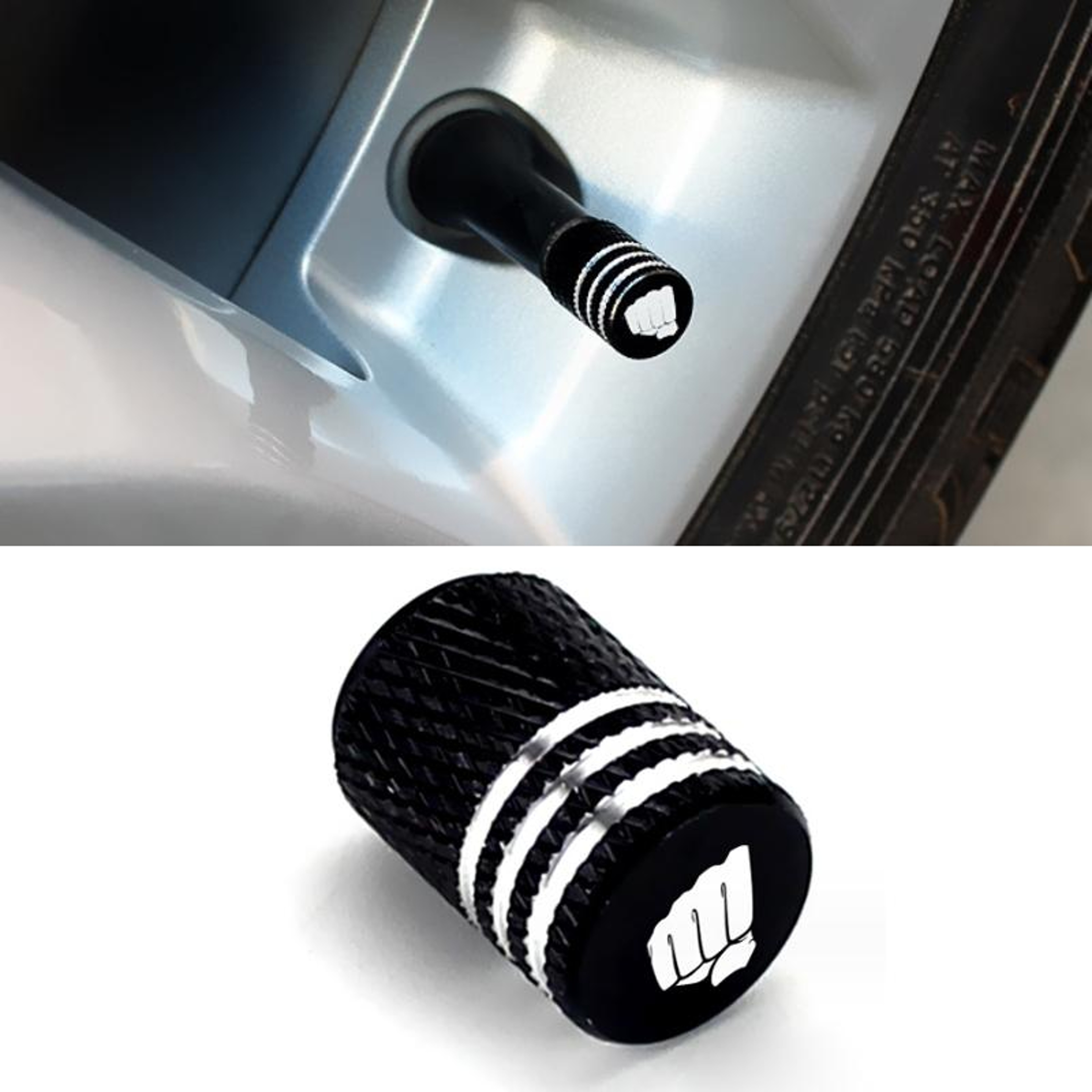 Motivational Fist Car Tire Valve Caps Aluminum Dustproof Anti Theft Universal Valve Covers 6