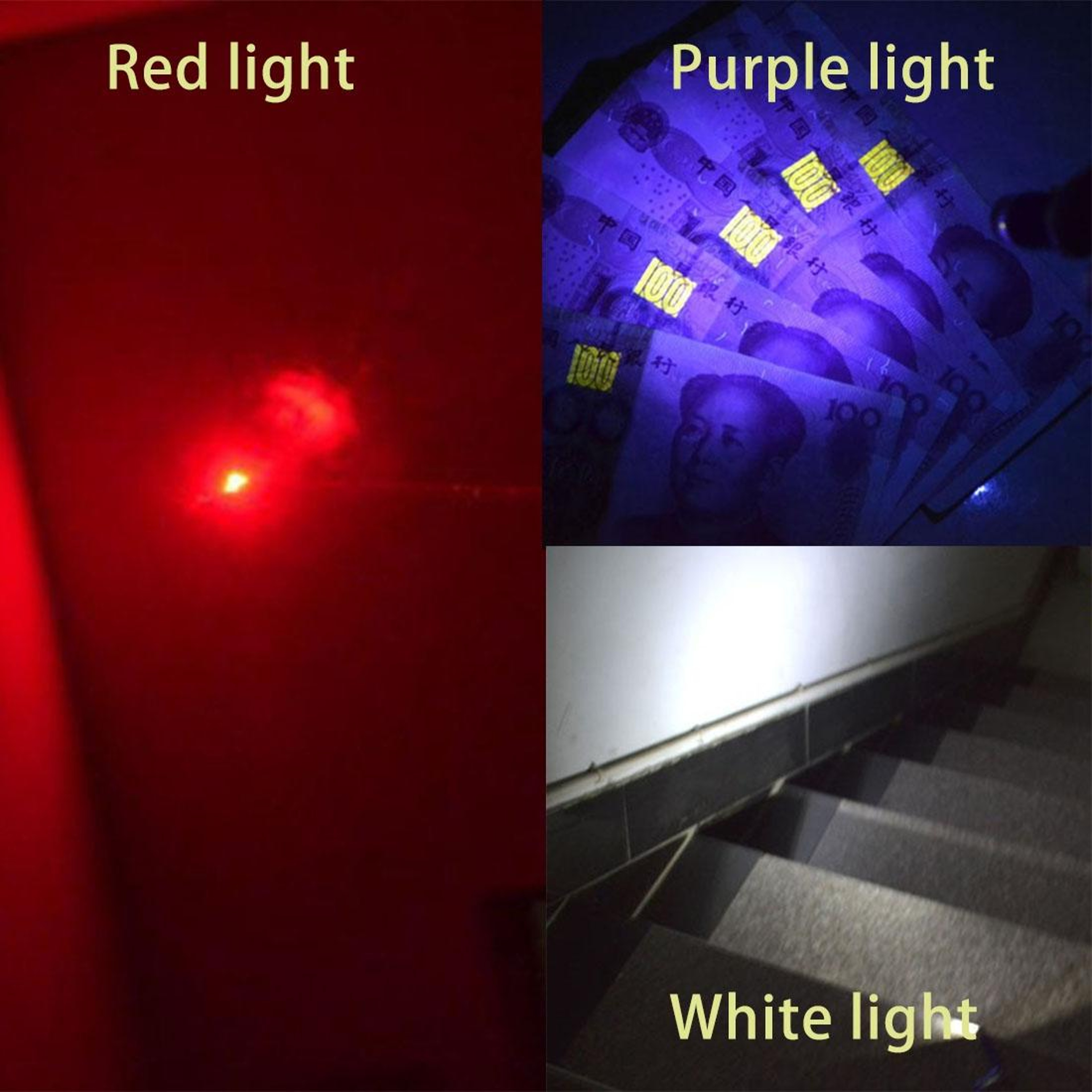 2PCS Keychain Flashlight Mini LED Waterproof EDC Light With UV Money Detector  Laser Pointer 5