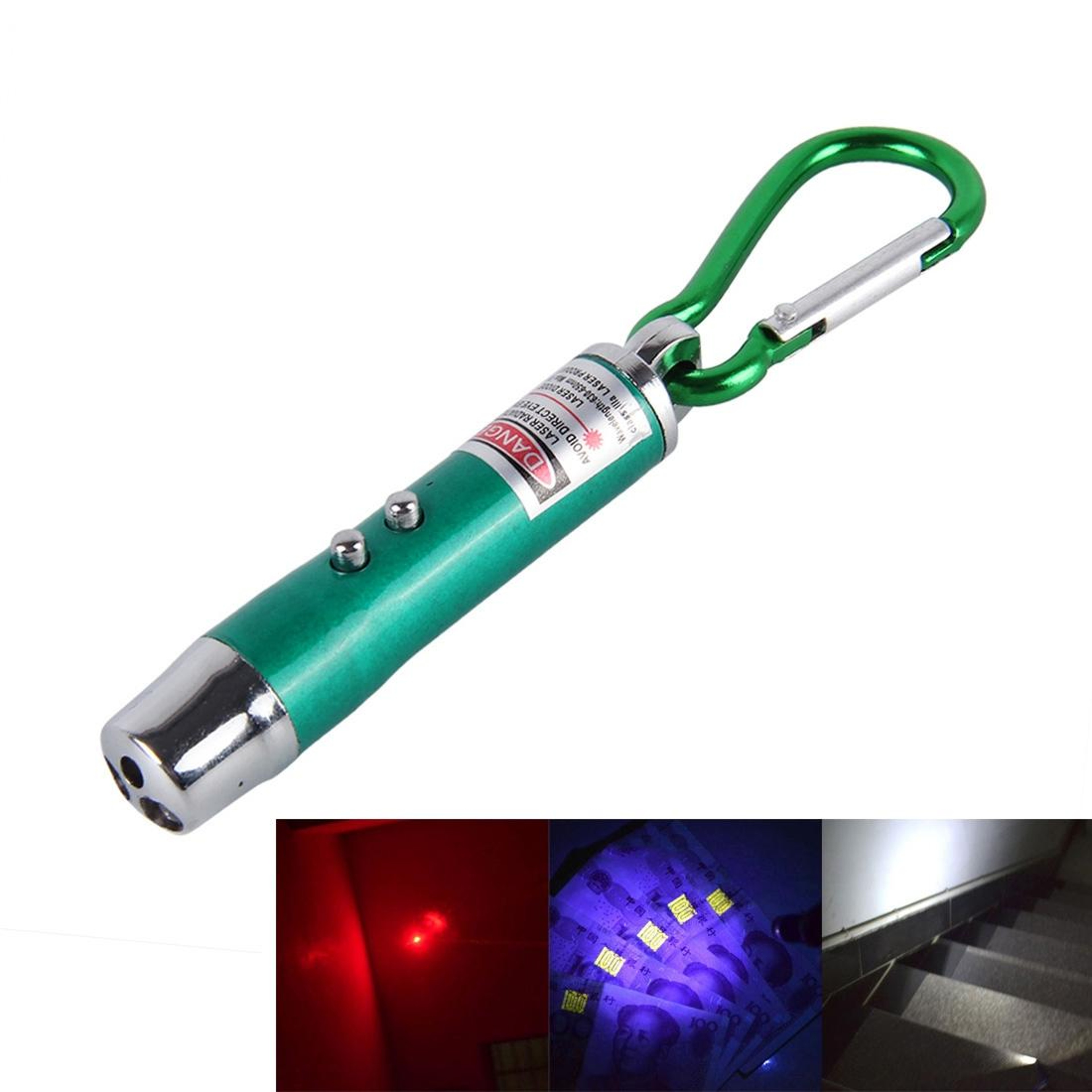 2PCS Keychain Flashlight Mini LED Waterproof EDC Light With UV Money Detector  Laser Pointer 7
