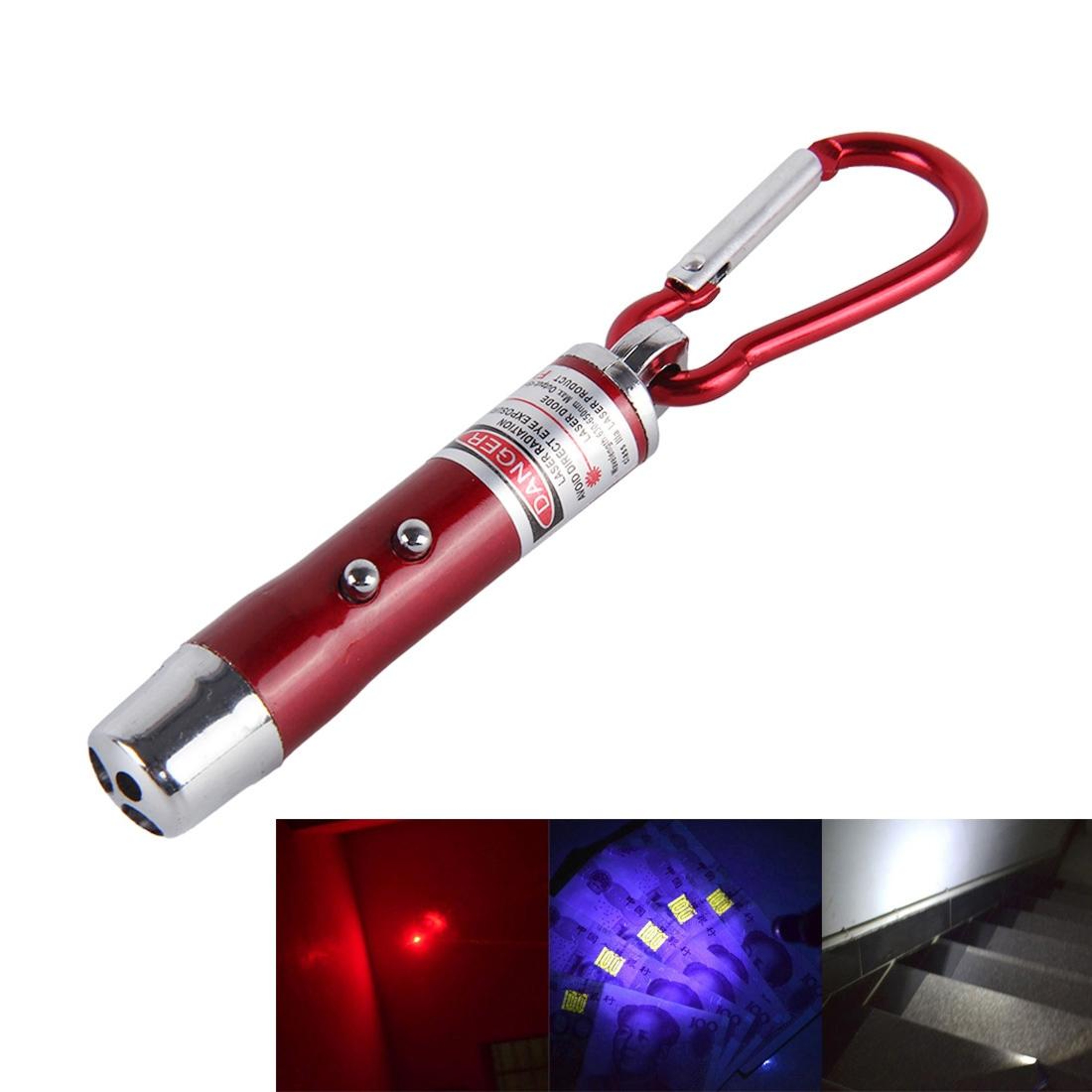 2PCS Keychain Flashlight Mini LED Waterproof EDC Light With UV Money Detector  Laser Pointer 9