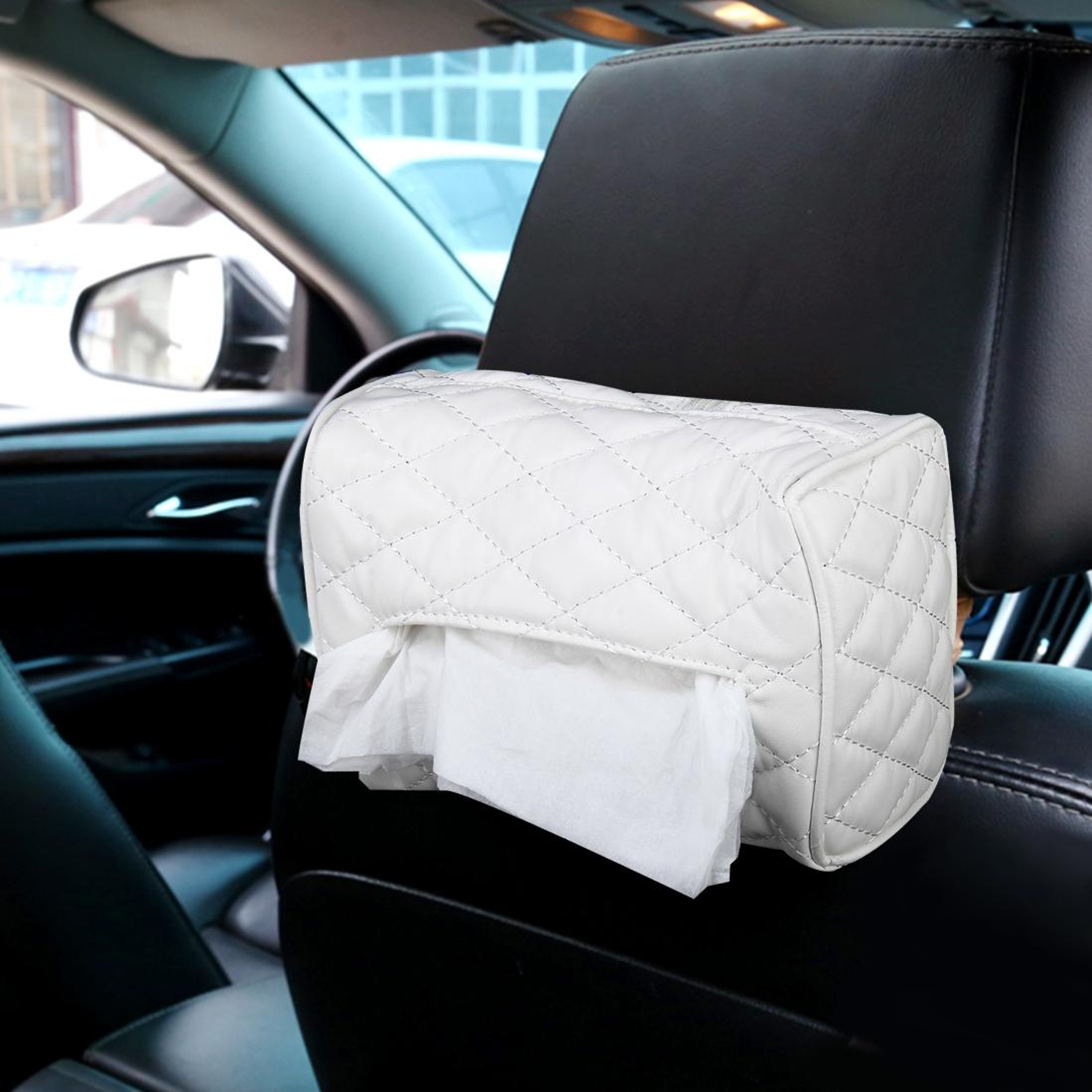 Premium Car Tissue Holder Leather Sun Visor  Backseat Tissue Organizer 5