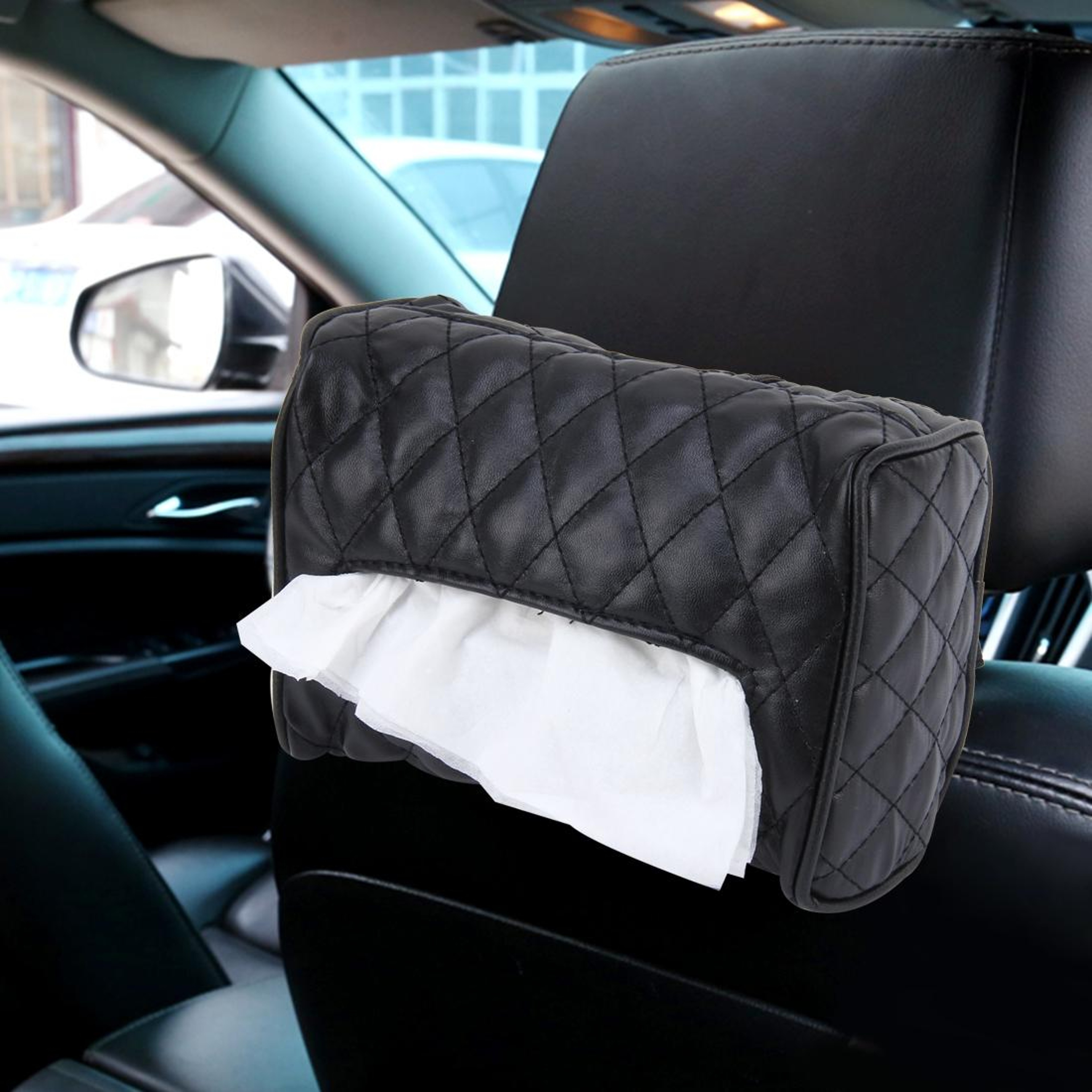 Premium Car Tissue Holder Leather Sun Visor  Backseat Tissue Organizer 6