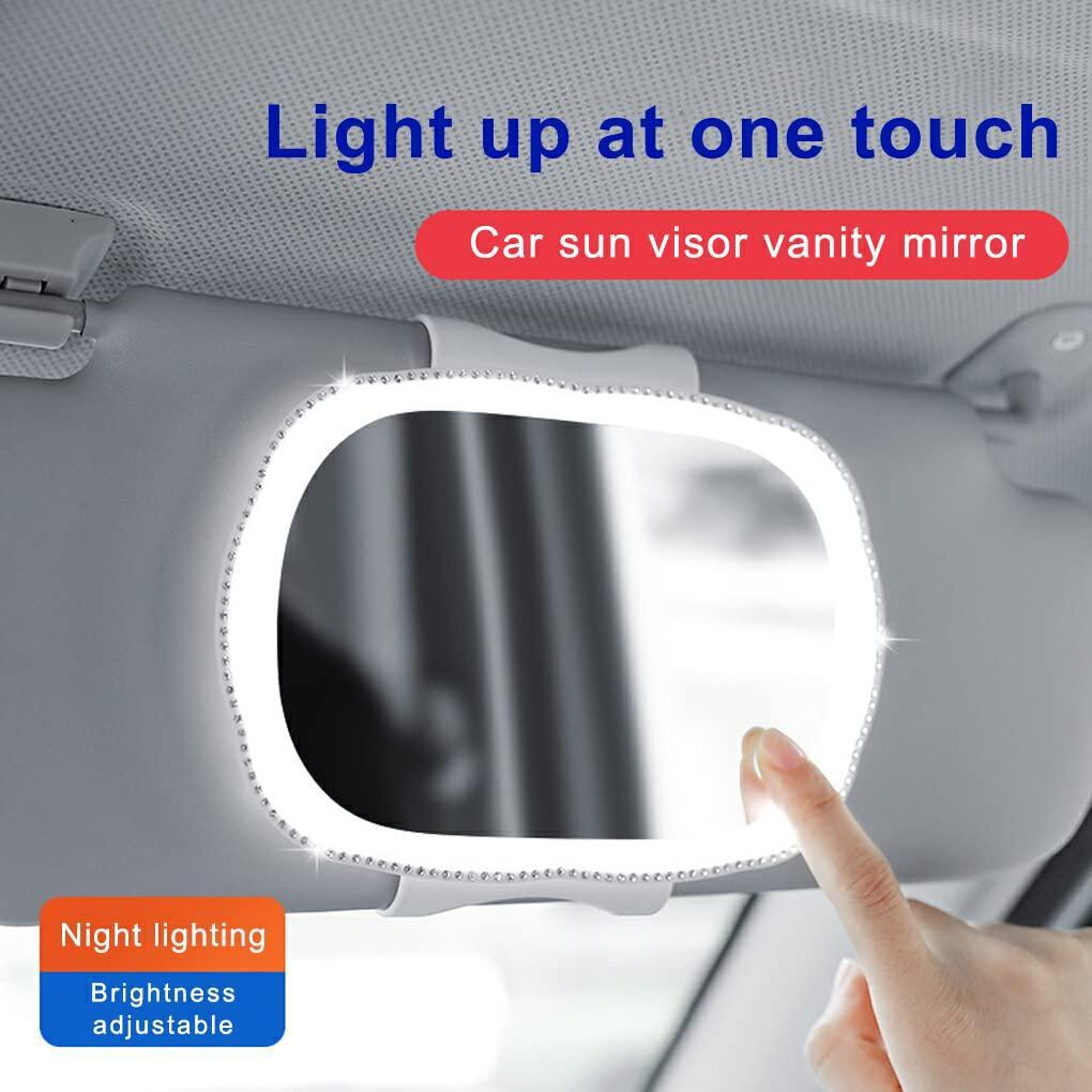 Rechargeable Car Sun Visor Mirror With LED Light Makeup Vanity Mirror For Universal Vehicles 7