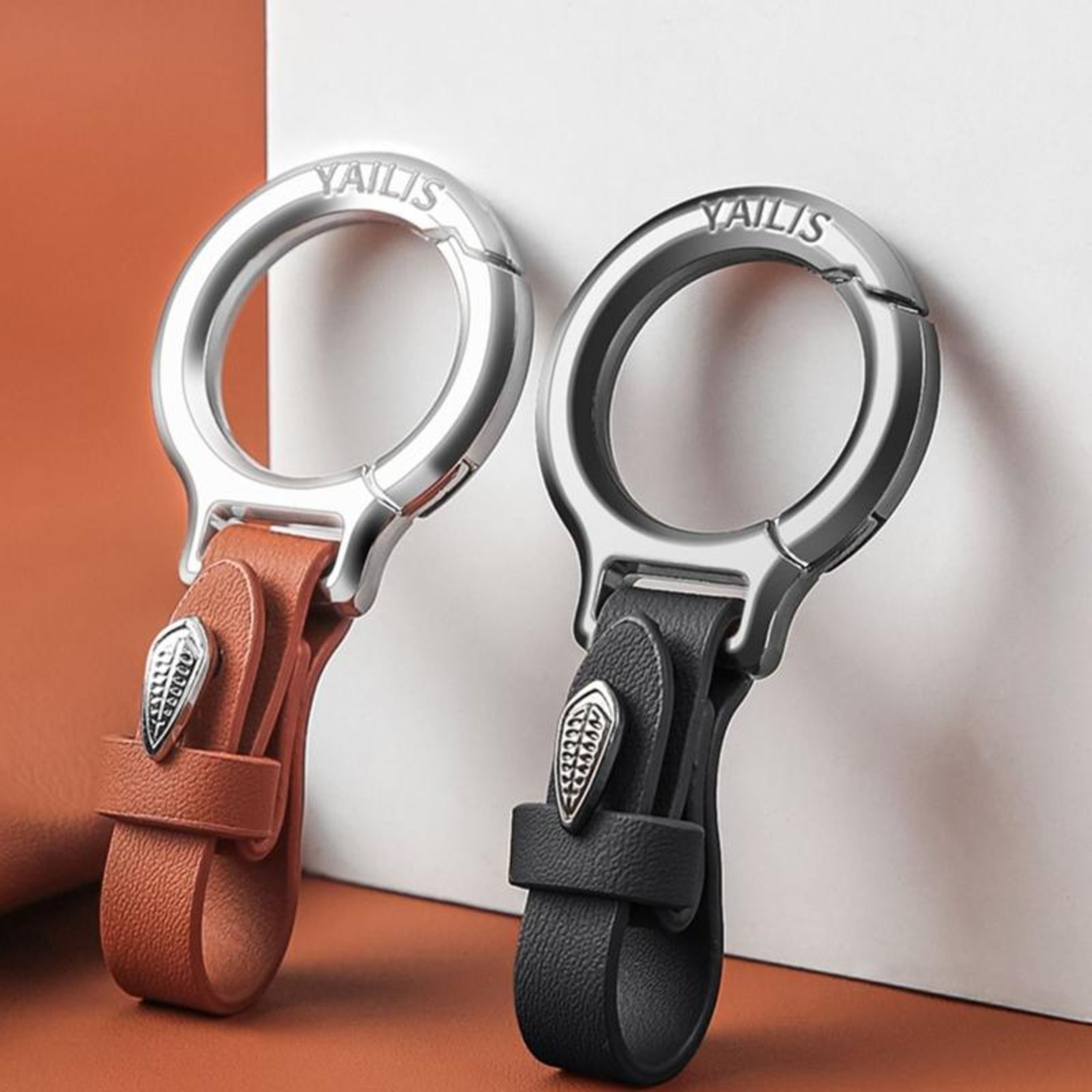 Premium Car Keychain Zinc Alloy Belt Key Holder With Leather Strap For Men  Women 0