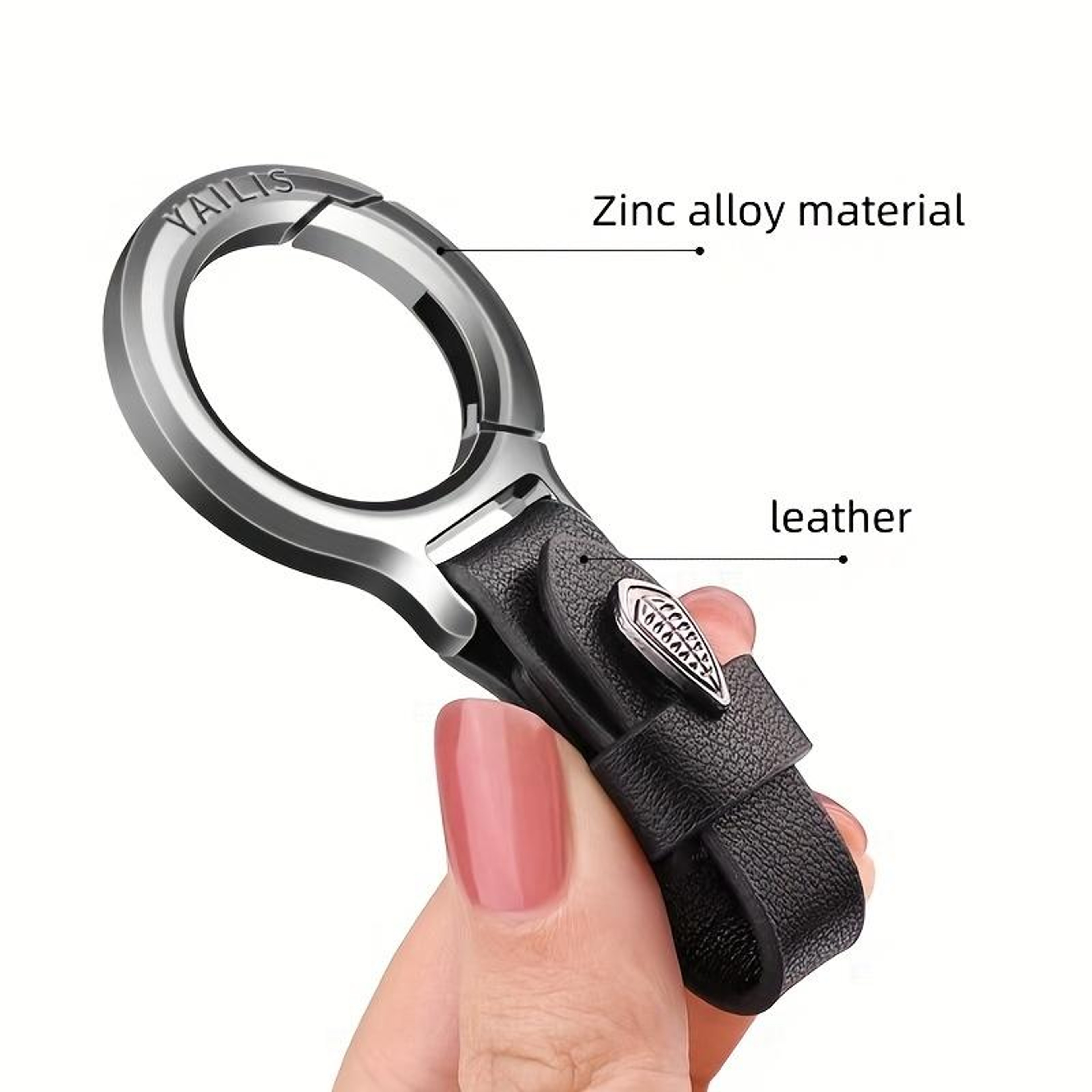 Premium Car Keychain Zinc Alloy Belt Key Holder With Leather Strap For Men  Women 3