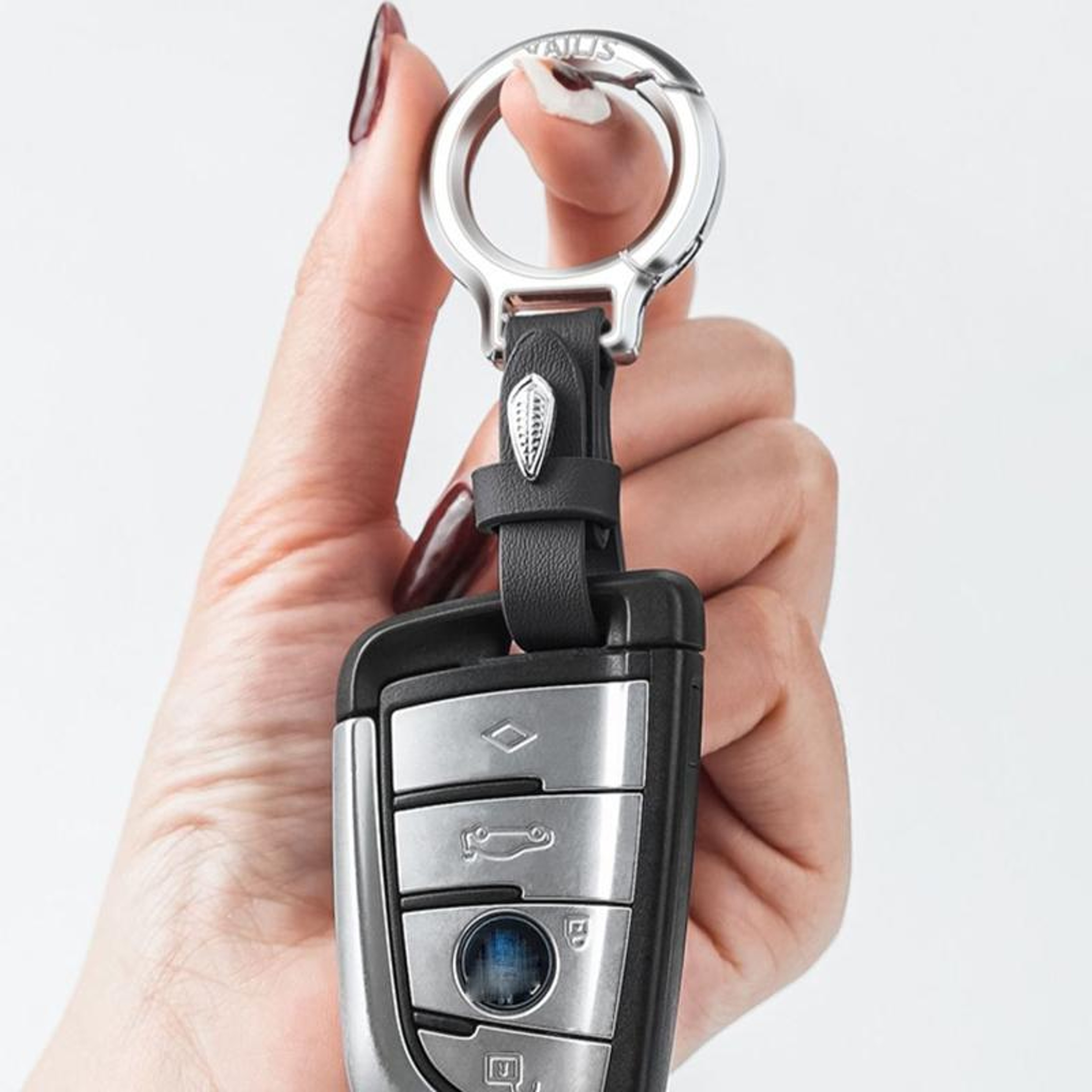 Premium Car Keychain Zinc Alloy Belt Key Holder With Leather Strap For Men  Women 5