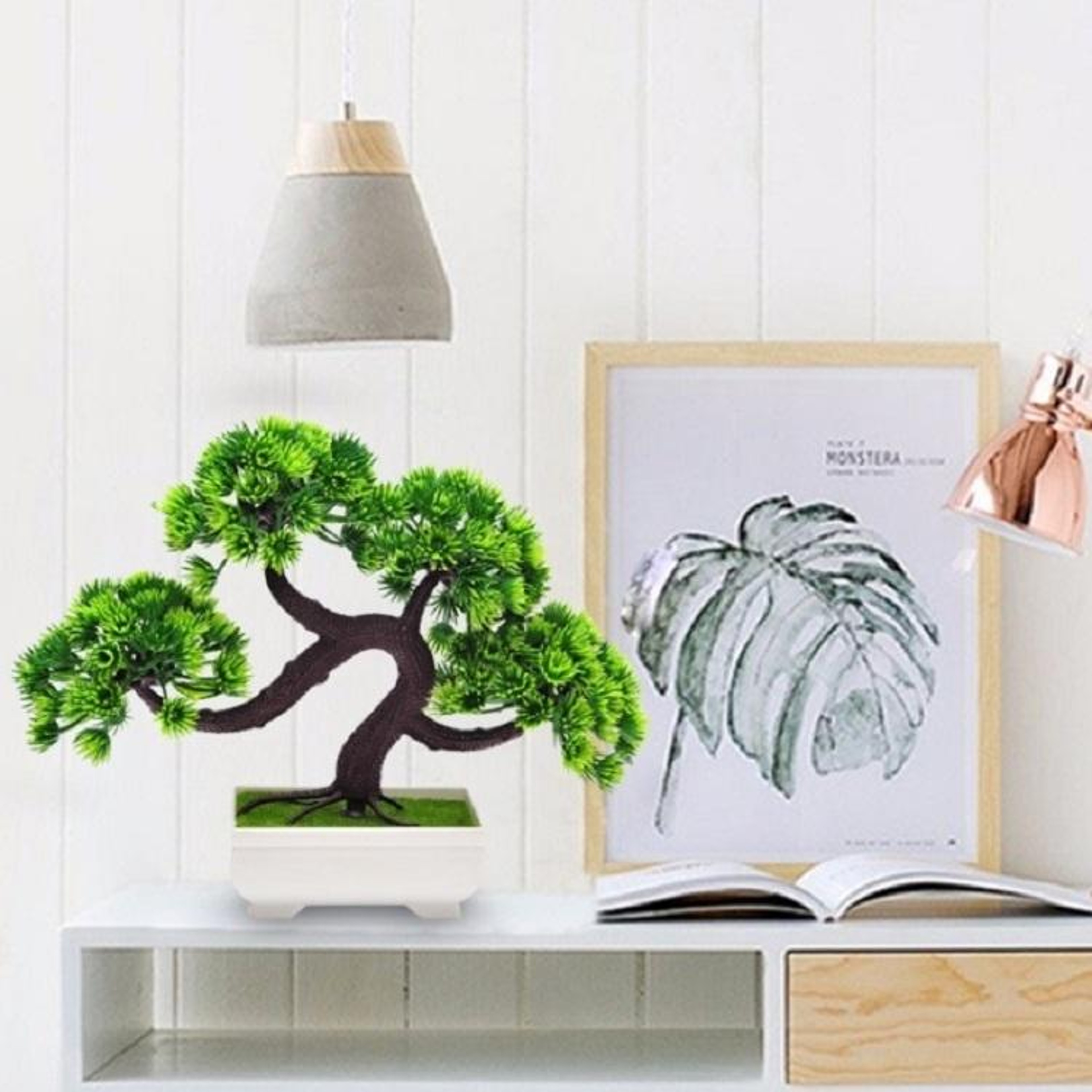 Artificial Bonsai Tree Desktop Plant Decor Mini Fake Potted Pine For Home  Office 3