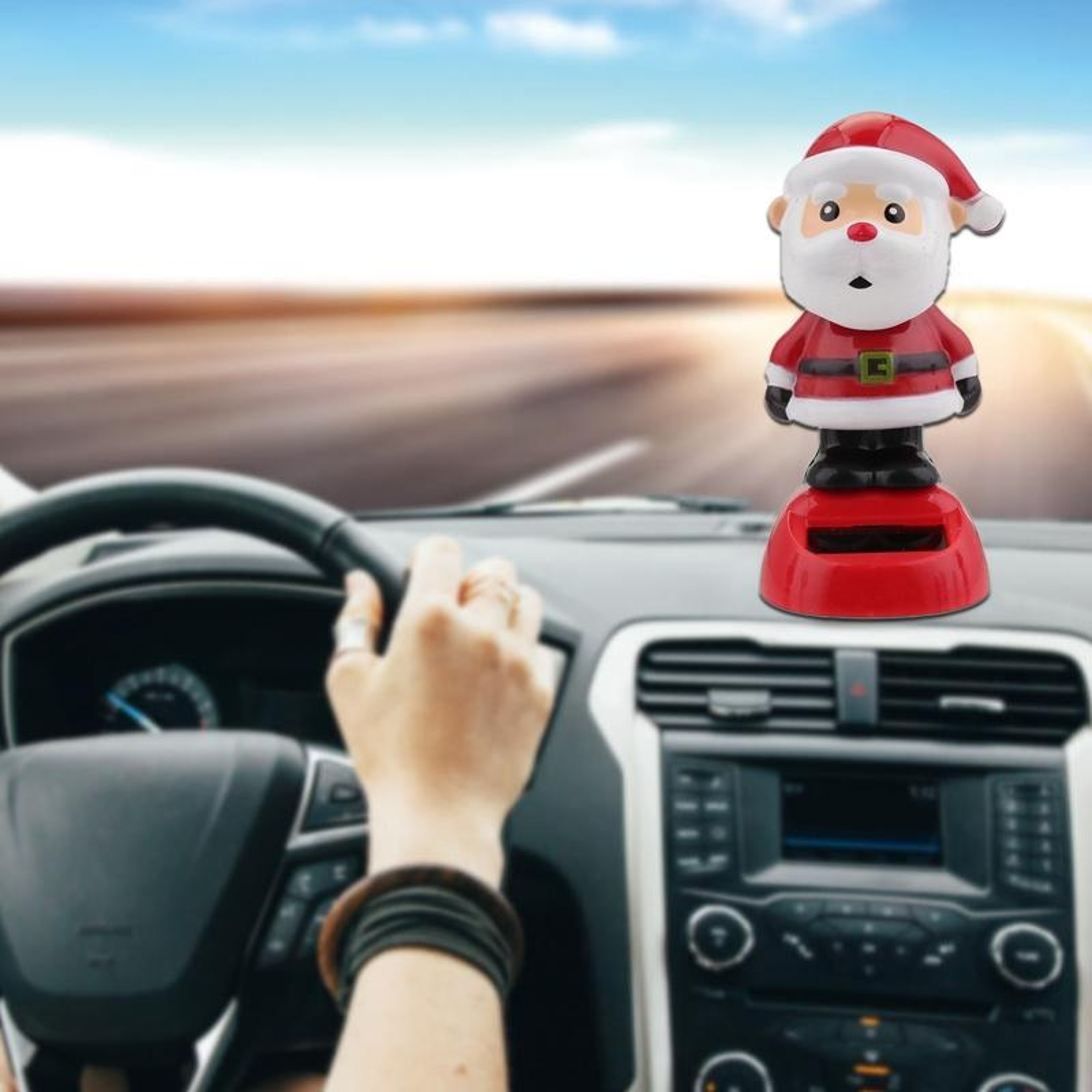 Solar Powered Car Decoration Dancing Ornament For Dashboard Home Desk Christmas Gift 0