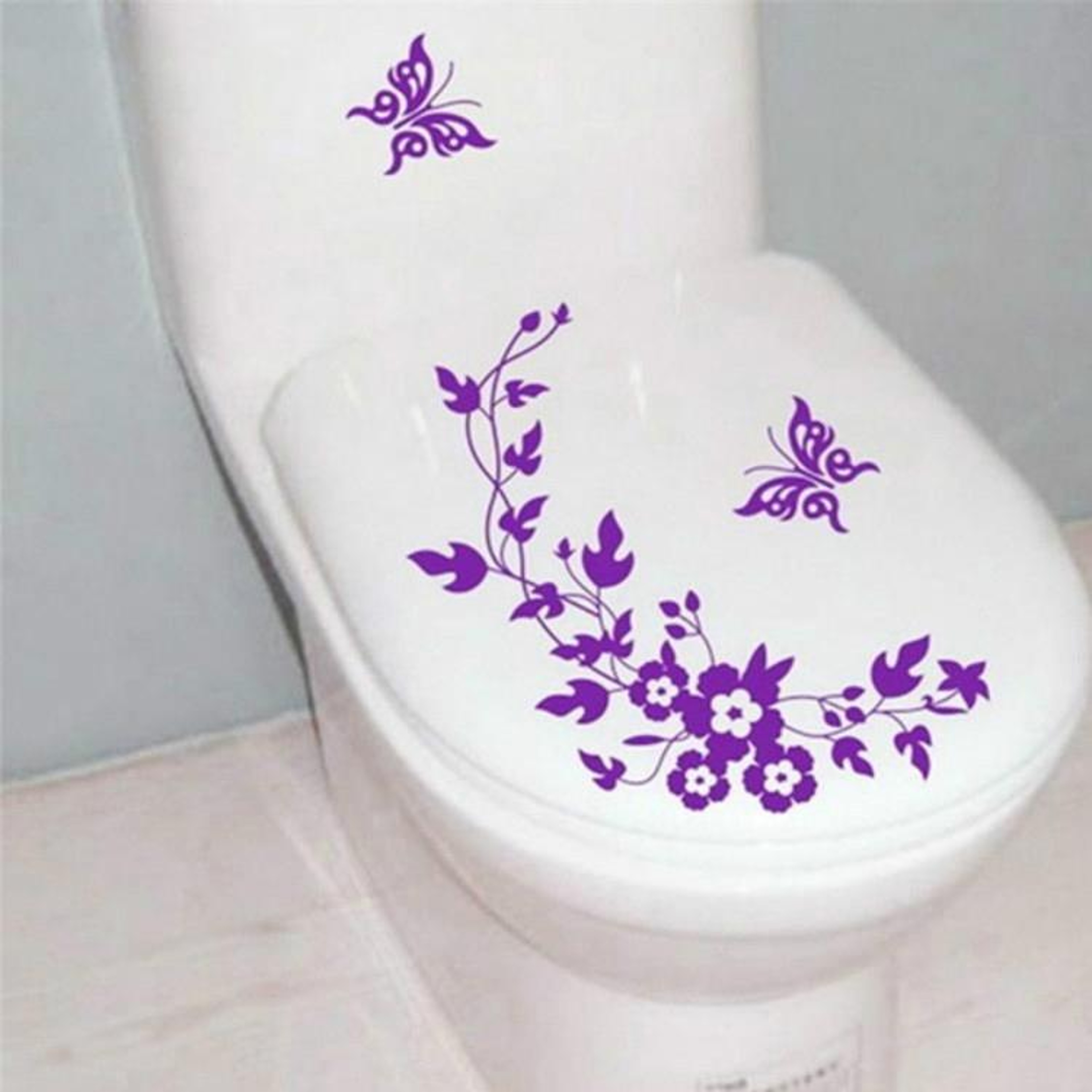 Butterfly Floral Bathroom Wall Stickers Removable Waterproof PVC Wall Decals 0