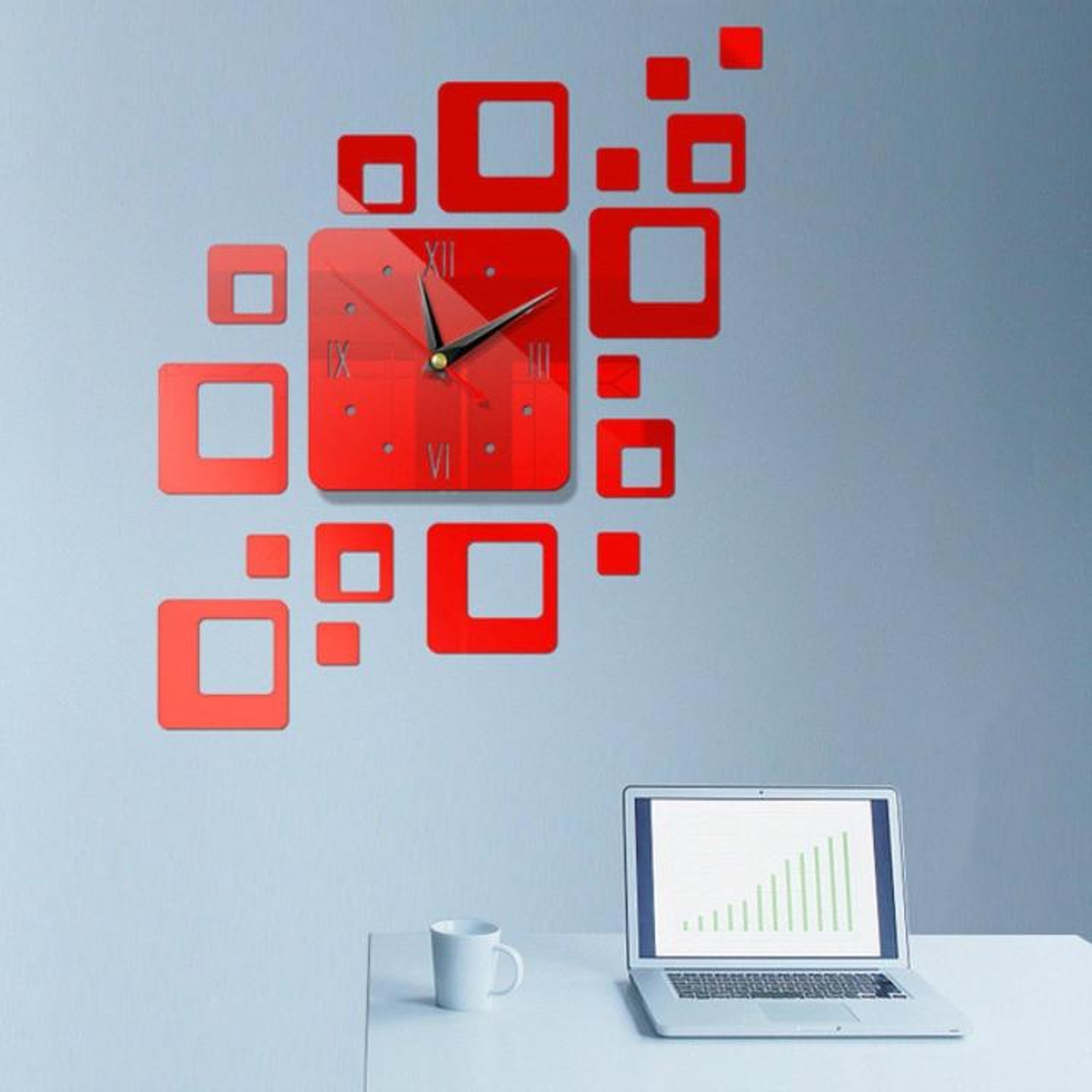 Modern Acrylic Mirror Wall Clock DIY 3D Decorative Wall Sticker For Living Room  Office 0