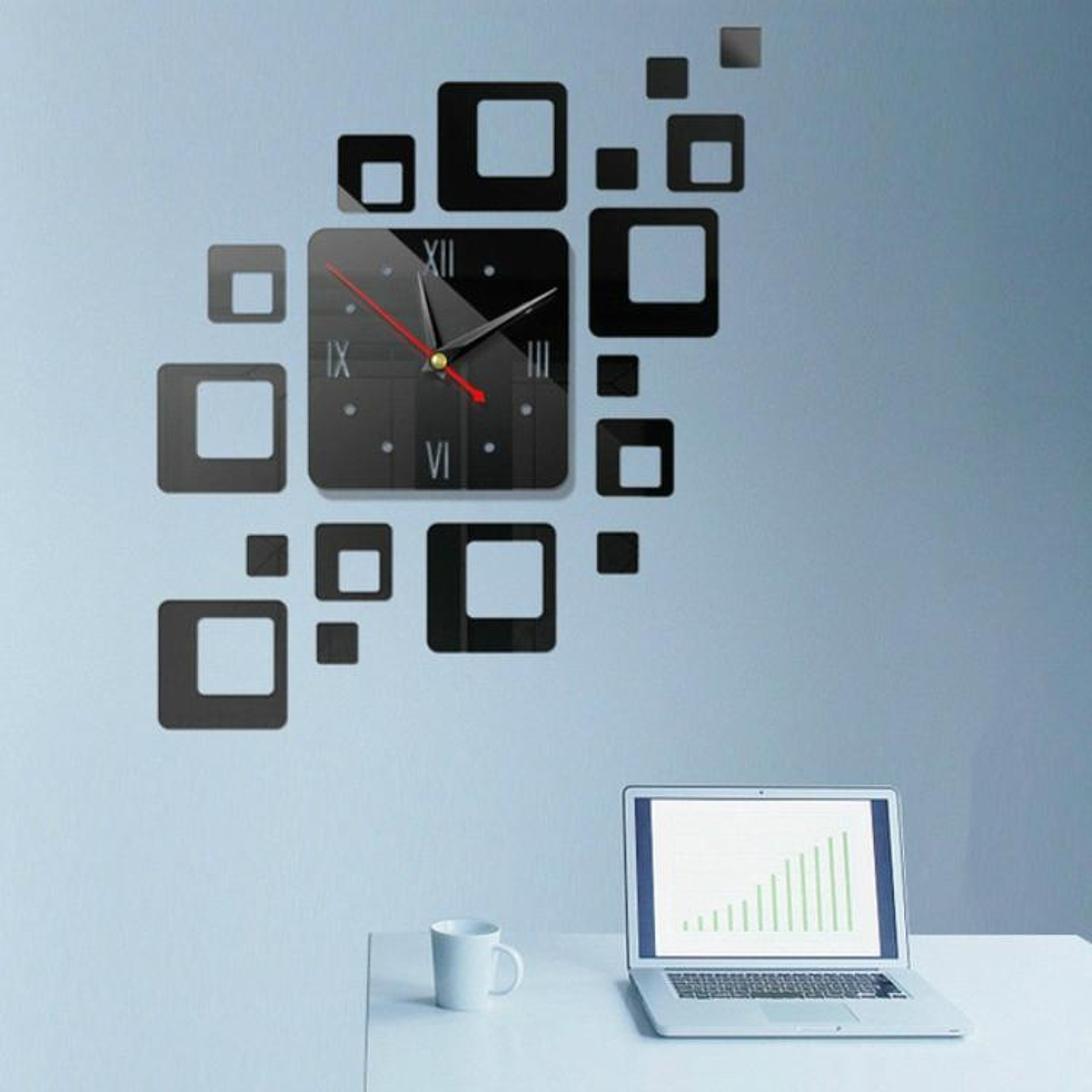Modern Acrylic Mirror Wall Clock DIY 3D Decorative Wall Sticker For Living Room  Office 3