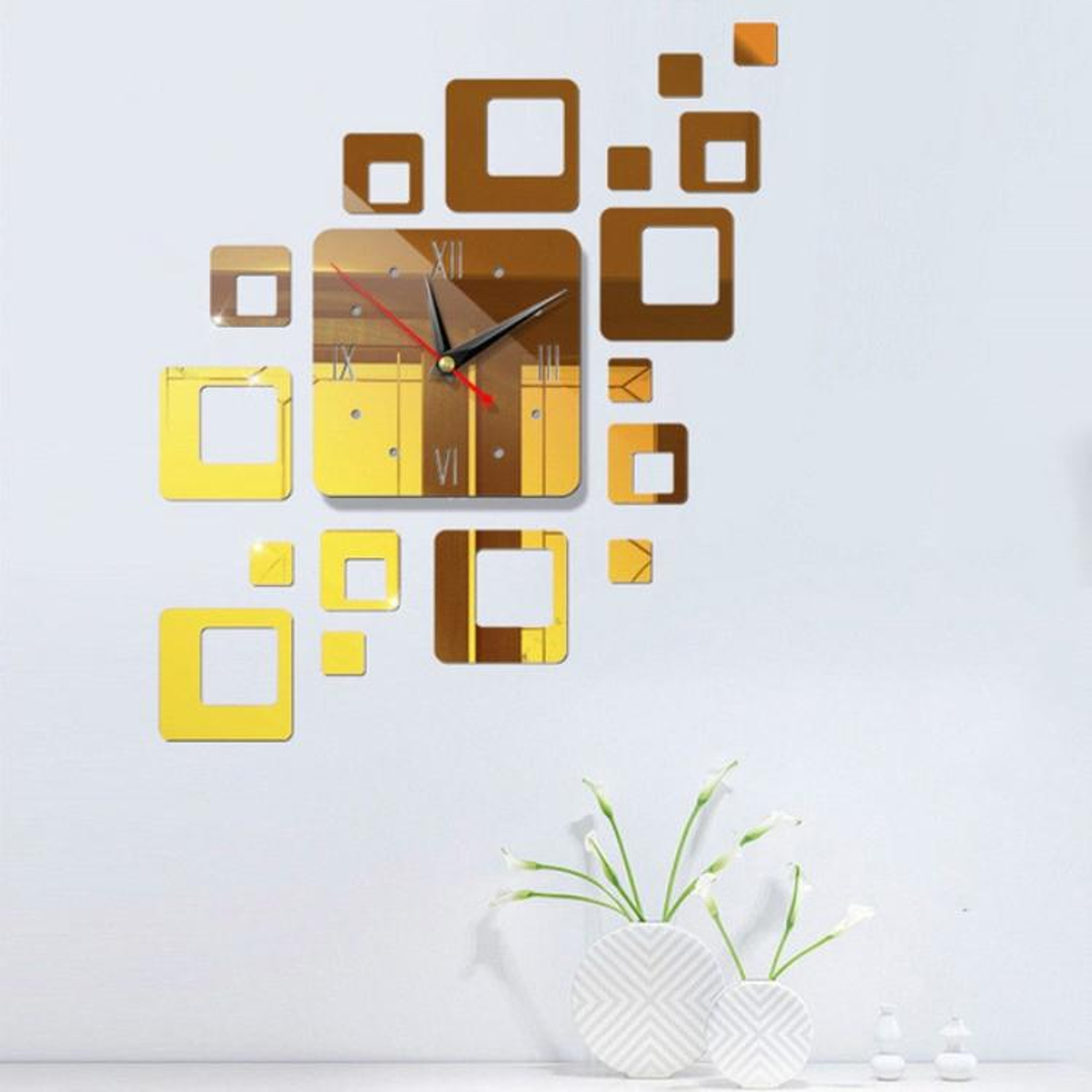 Modern Acrylic Mirror Wall Clock DIY 3D Decorative Wall Sticker For Living Room  Office 4