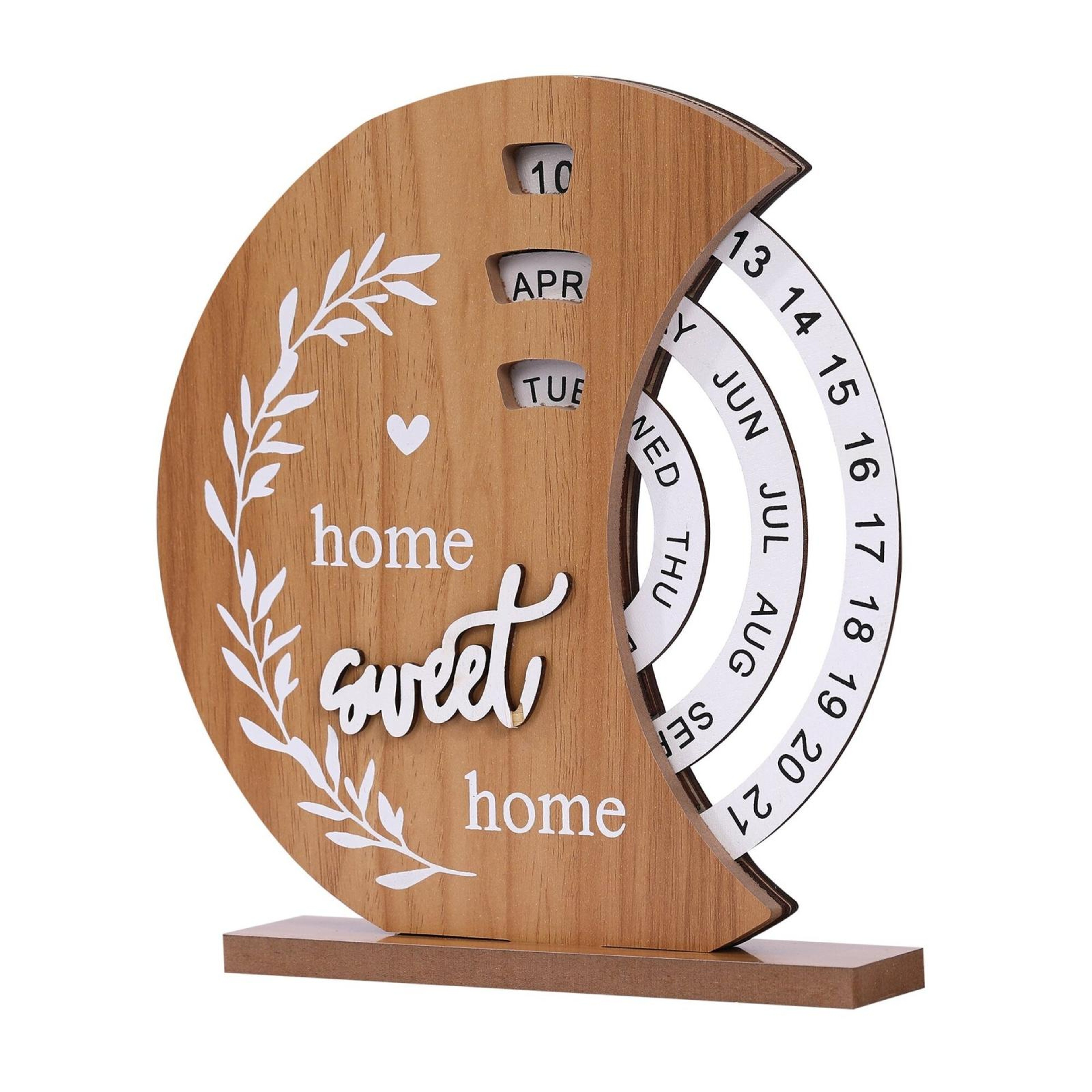 Wooden Perpetual Calendar Rotating Desk Calendar Vintage Desk Decor For Home  Office 5