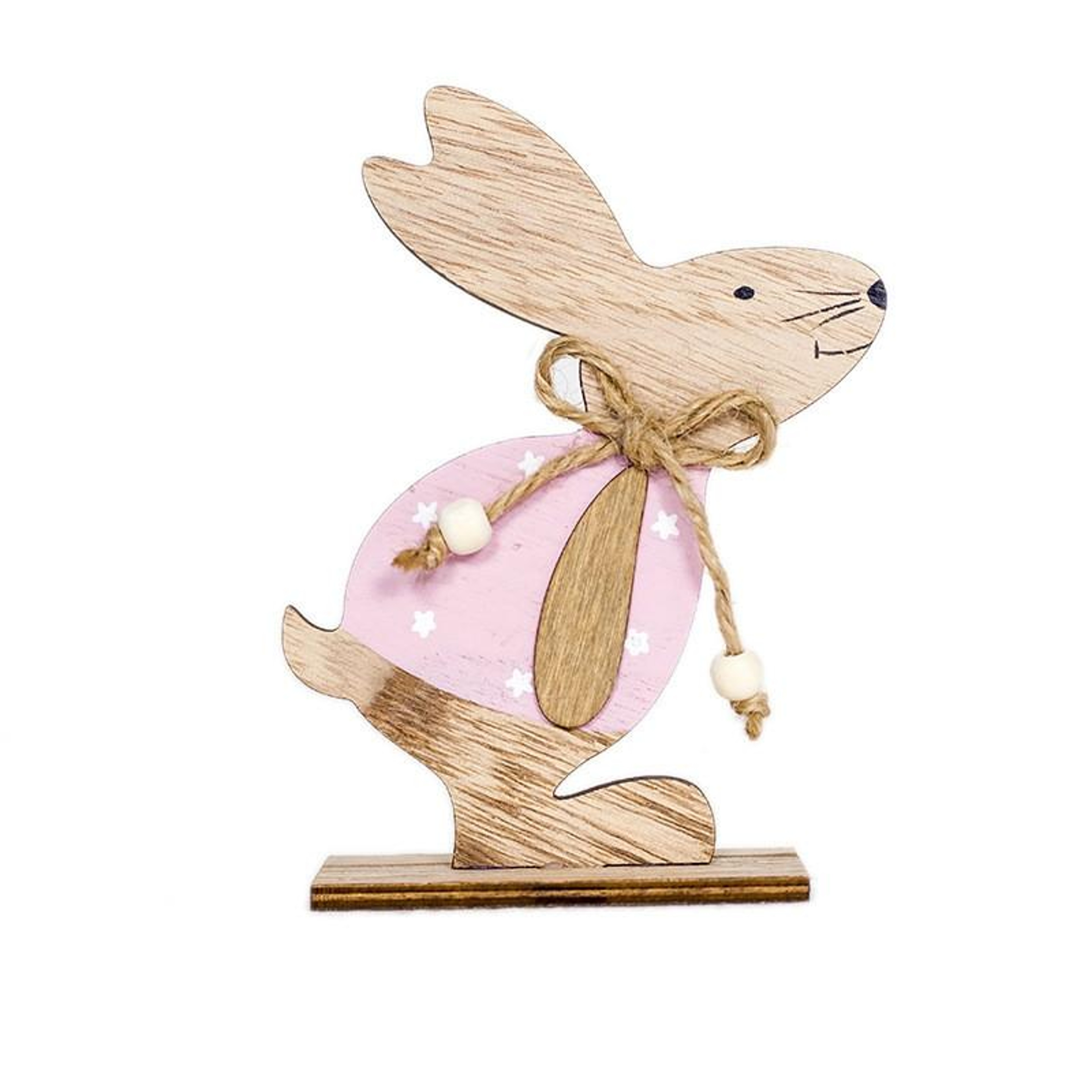 2PCS Easter Bunny Decor Wooden Rabbit Ornaments For Spring Home  Table Decoration 2